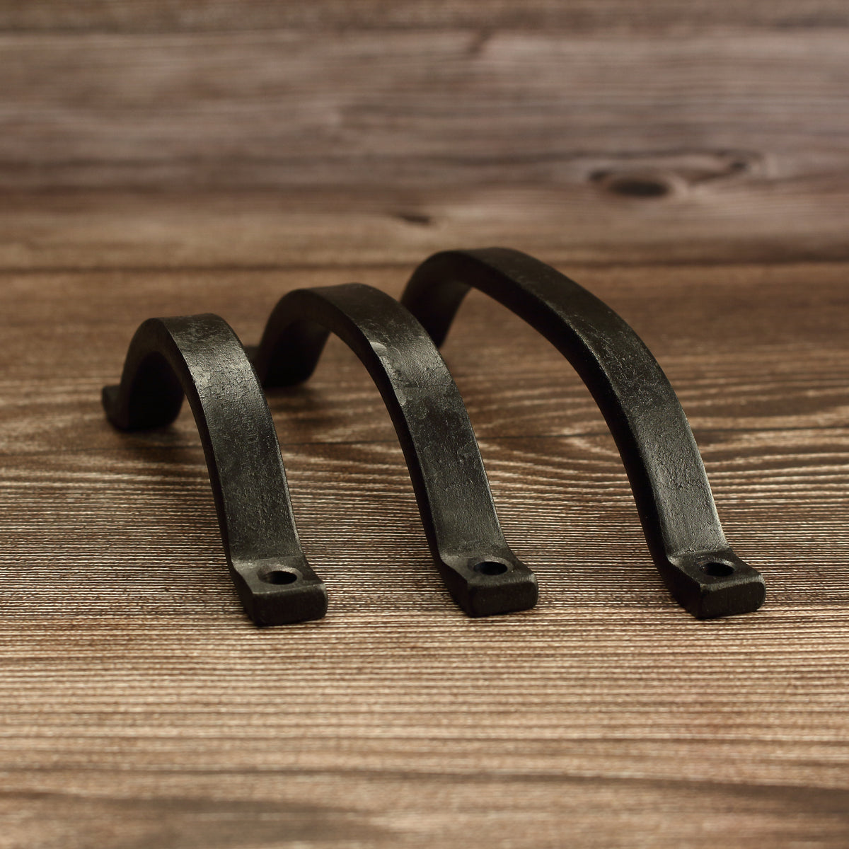 Curved Barn Door Style Cabinet Pull - 1/2" Wide - Blackened - Individual