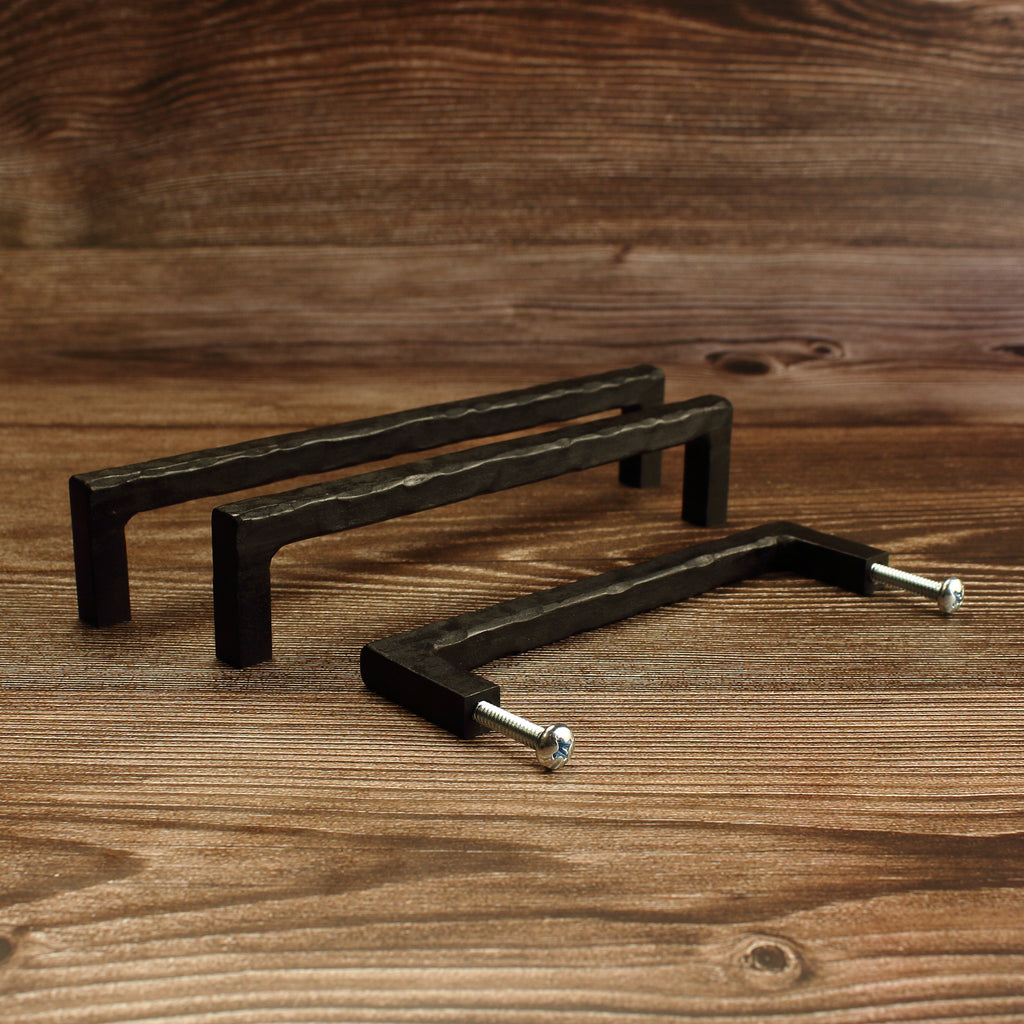 Hammered End Stem Cabinet Pull - Blackened - Individual