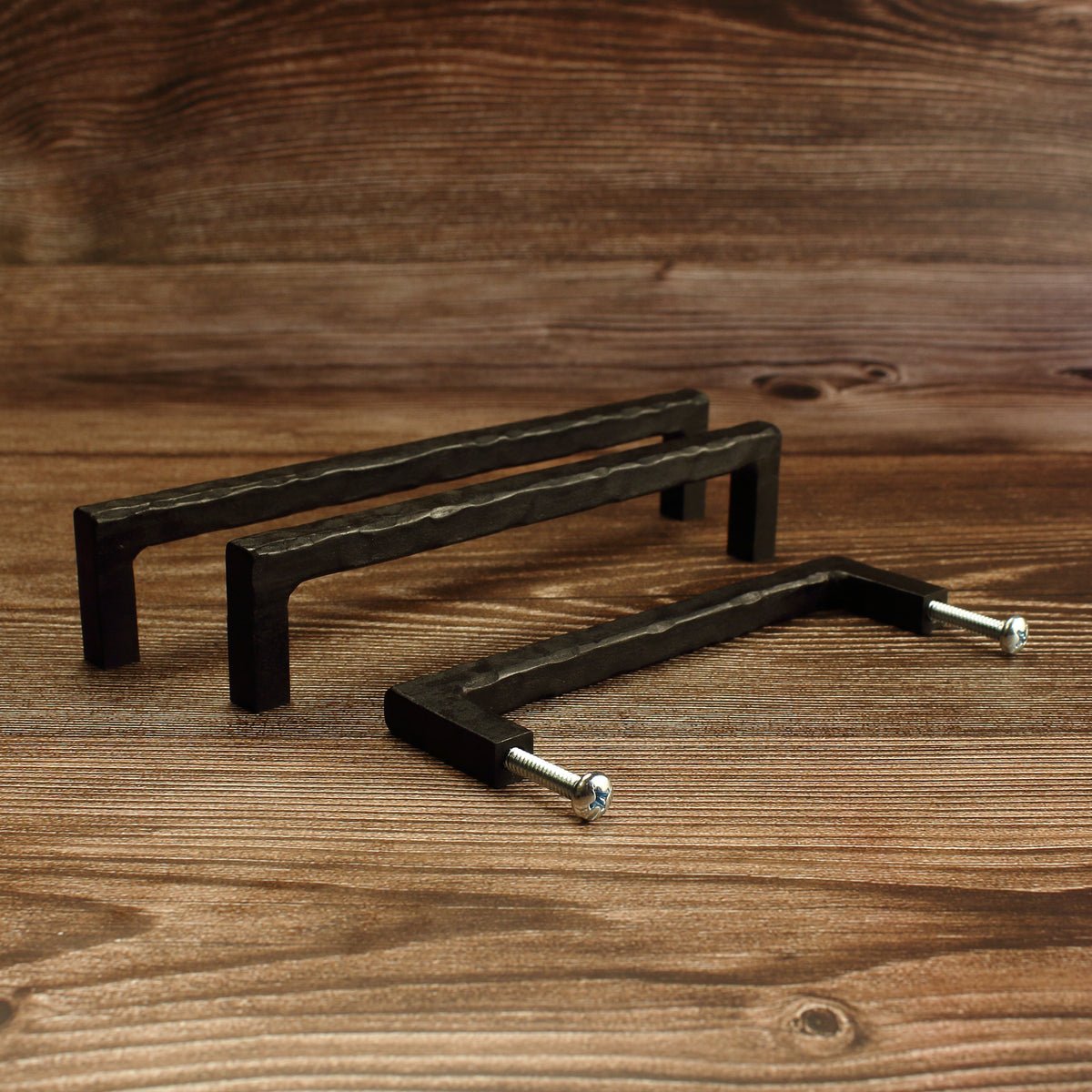 Hammered End Stem Cabinet Pull - Blackened - Individual