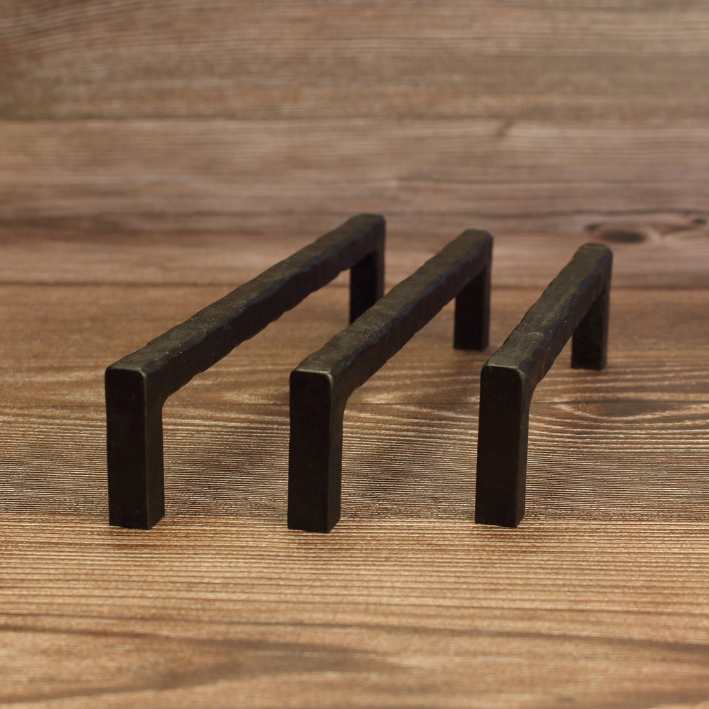 Hammered End Stem Cabinet Pull - Blackened - Individual