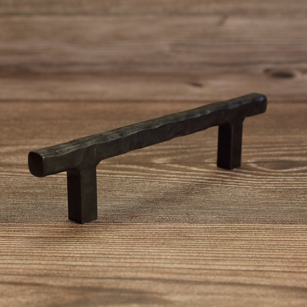 Hammered Square Stem Cabinet Pull - Blackened - Individual