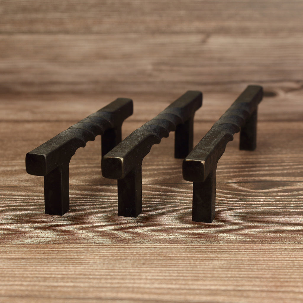 Twisted Square Stem Cabinet Pull - Blackened - Individual