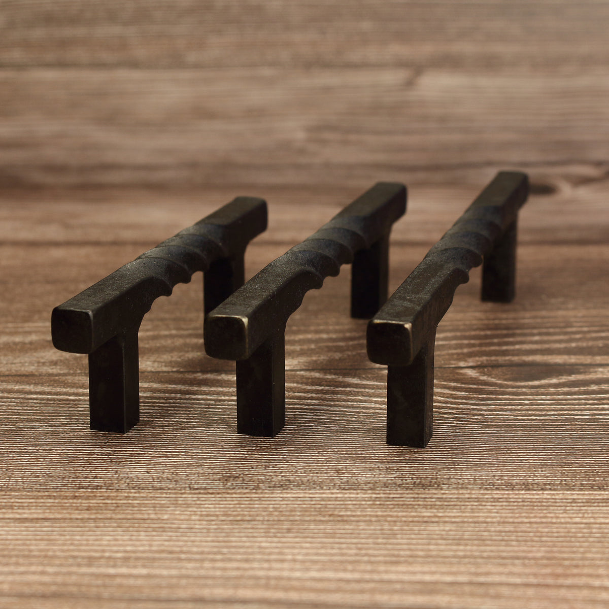Twisted Square Stem Cabinet Pull - Blackened - Individual