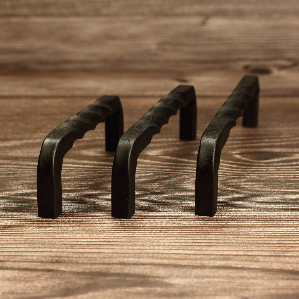 Twisted Square Threaded Cabinet Pull - Blackened - Individual
