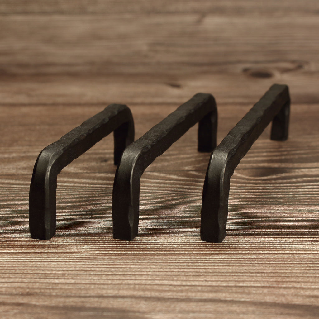 Hammered Square Threaded Cabinet Pull - Blackened - Individual