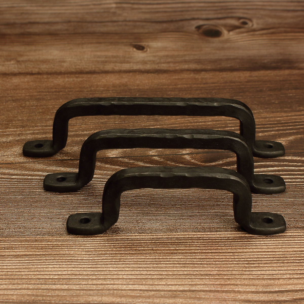 Hammered Square Foot Cabinet Pull - Blackened - Individual