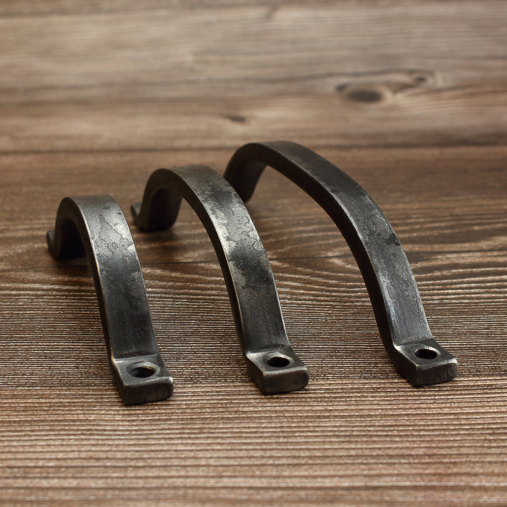 Curved Barn Door Style Cabinet Pull - 1/2" Wide - Brushed - Individual