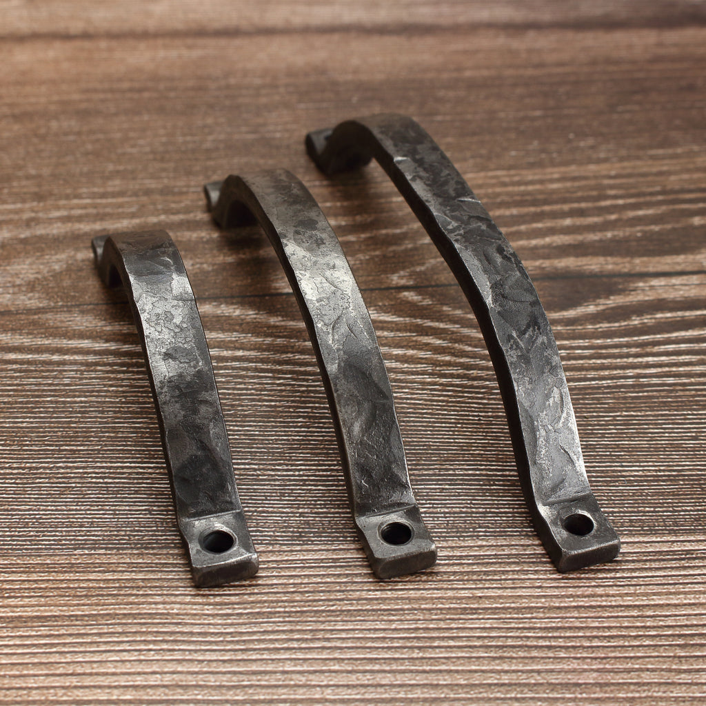 Hammered Curved Barn Door Style Cabinet Pull - 1/2" Wide - Brushed - Individual