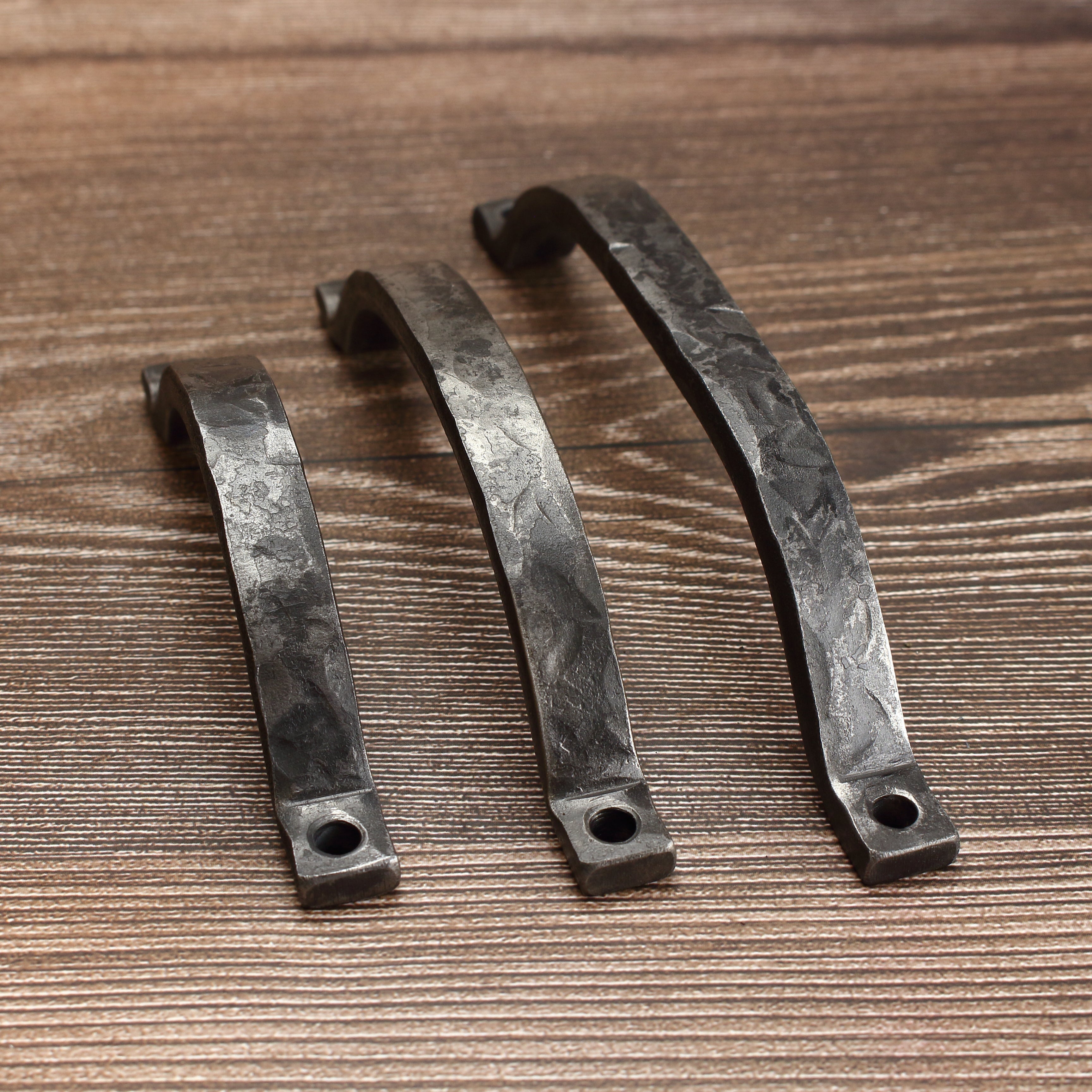 Hammered Curved Barn Door Style Cabinet Pull - 1/2" Wide - Brushed - Individual