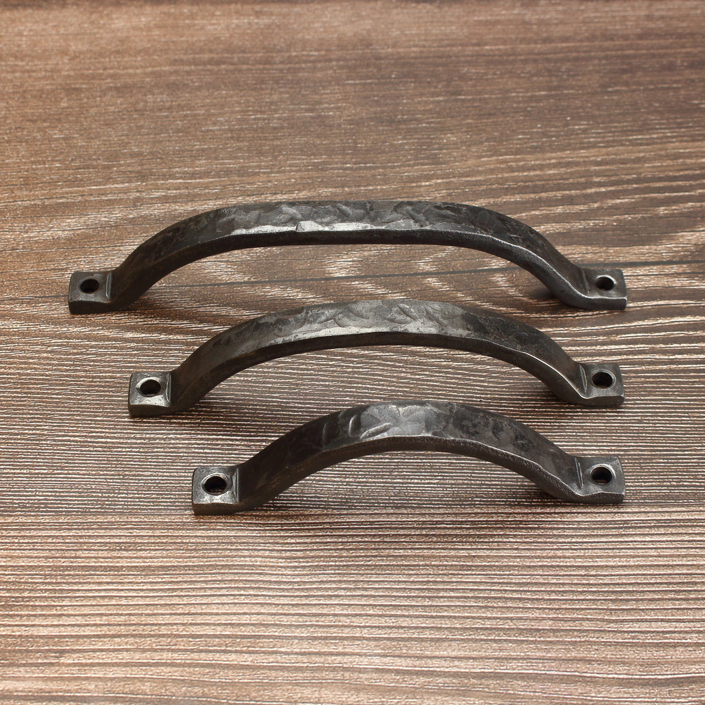 Hammered Curved Barn Door Style Cabinet Pull - 1/2" Wide - Brushed - Individual