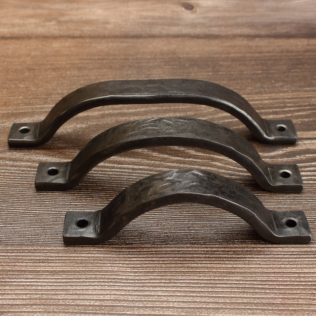 Hammered Curved Barn Door Style Cabinet Pull - 3/4" Wide - Brushed - Individual