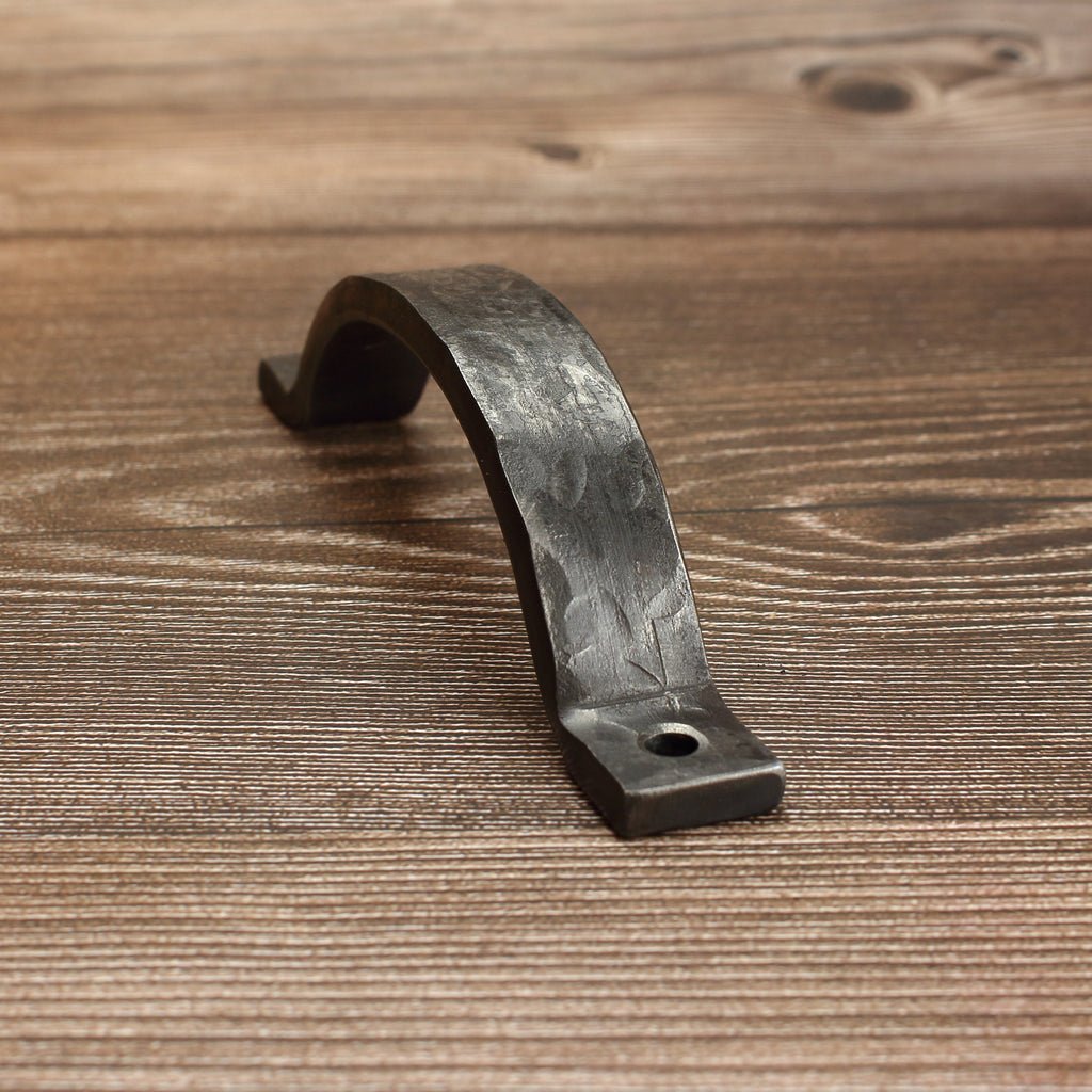 Hammered Curved Barn Door Style Cabinet Pull - 3/4" Wide - Brushed - Individual
