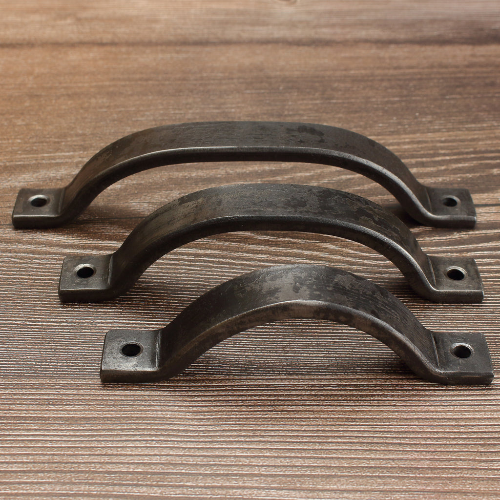 Curved Barn Door Style Cabinet Pull - 3/4" Wide - Brushed - Individual