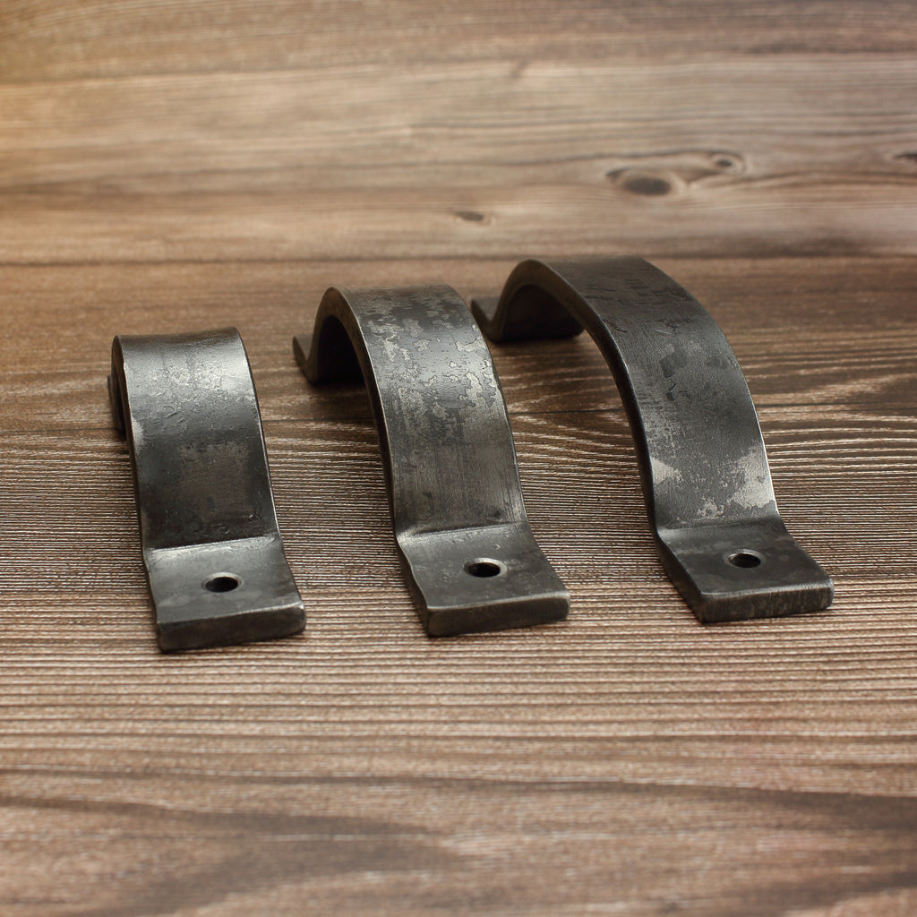 Curved Barn Door Style Cabinet Pull - 1" Wide - Brushed - Individual