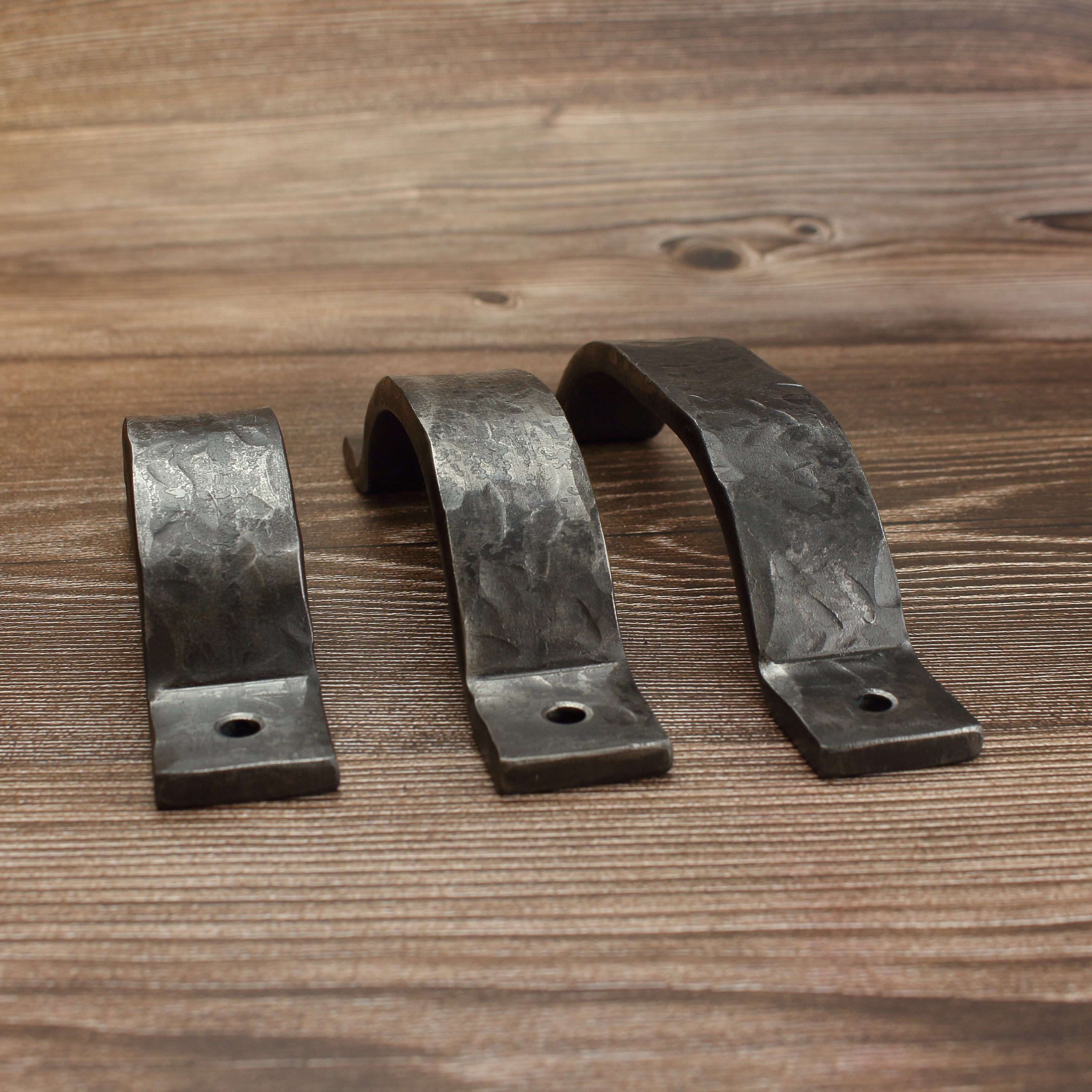 Hammered Curved Barn Door Style Cabinet Pull - 1" Wide - Brushed - Individual