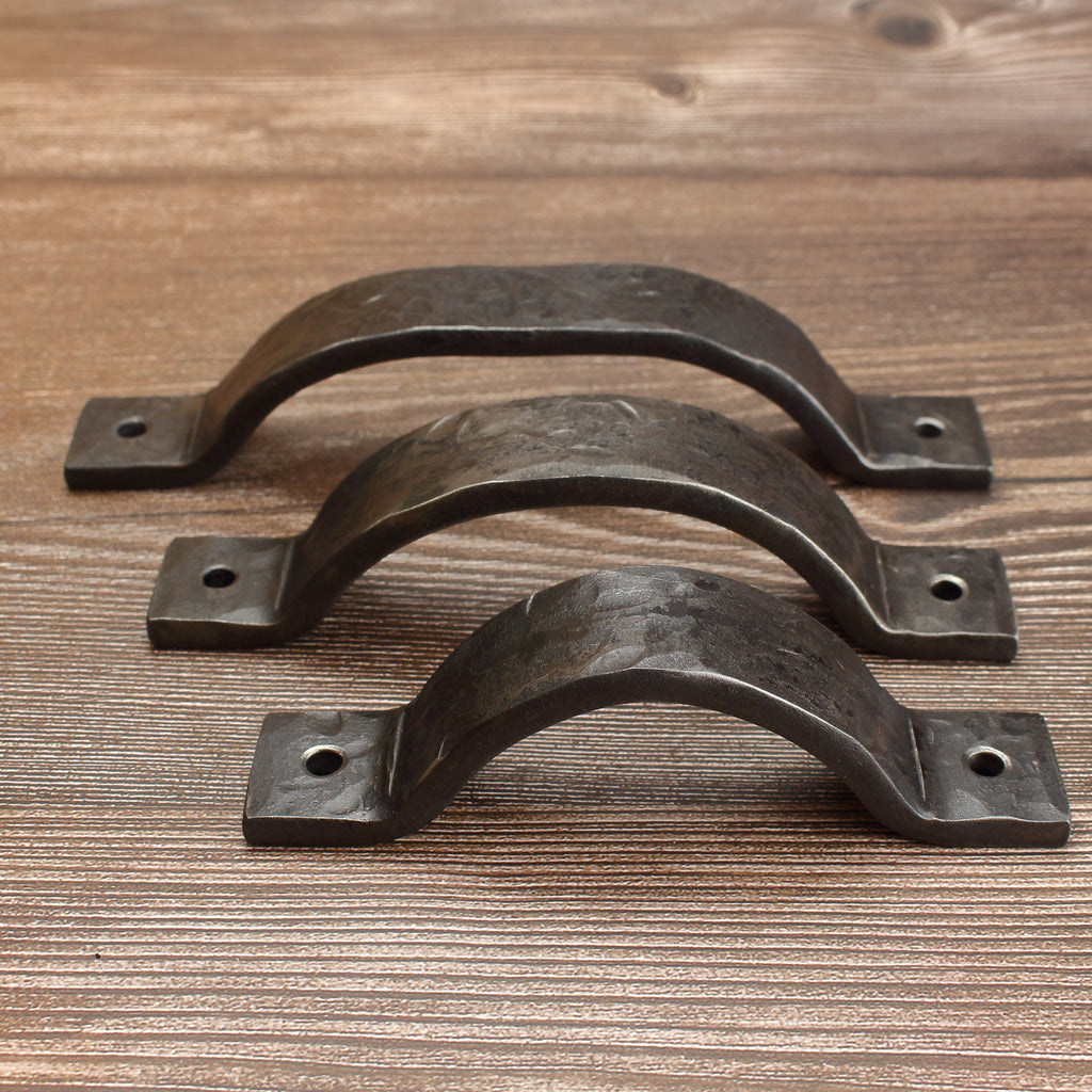 Hammered Curved Barn Door Style Cabinet Pull - 1" Wide - Brushed - Individual