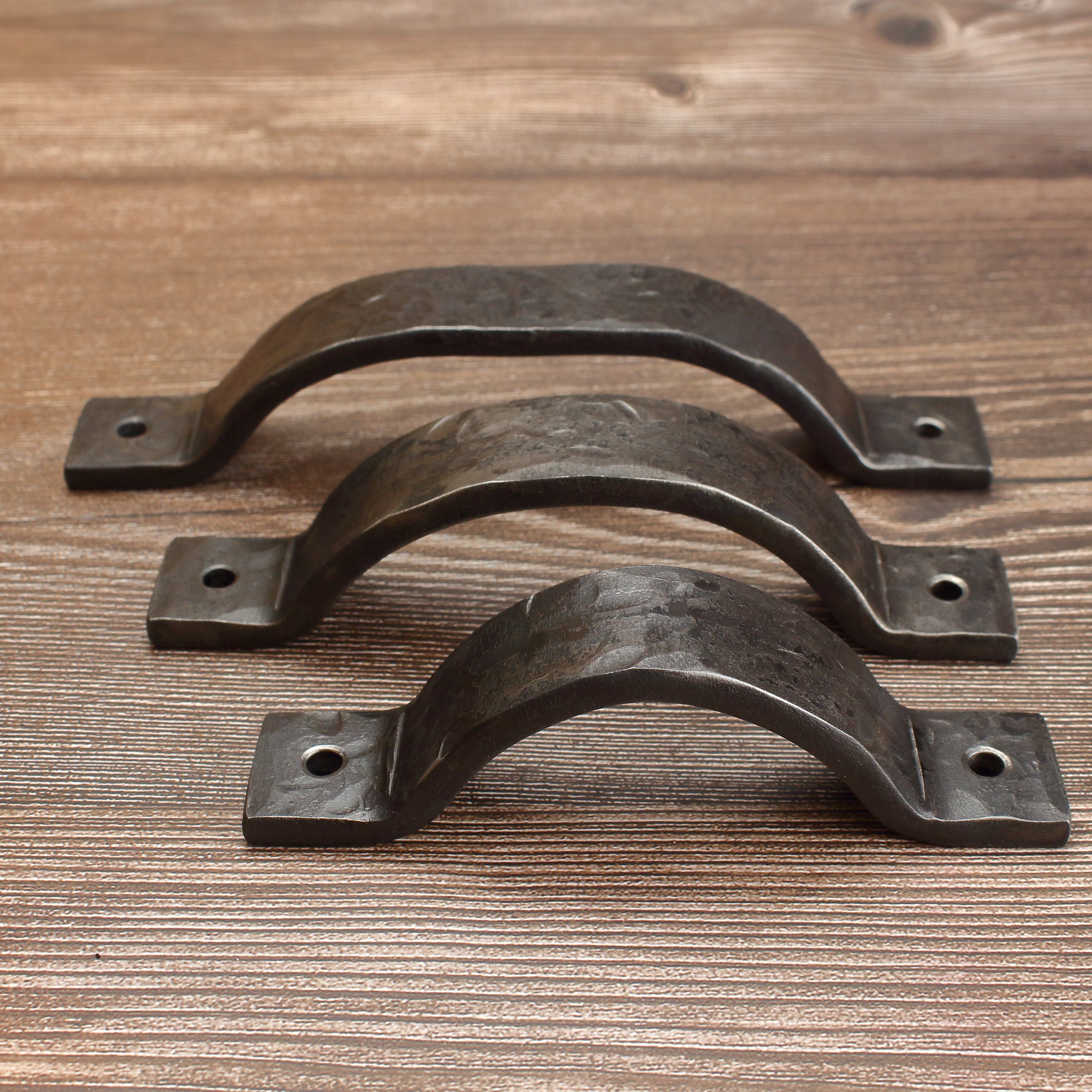 Hammered Curved Barn Door Style Cabinet Pull - 1" Wide - Brushed - Individual