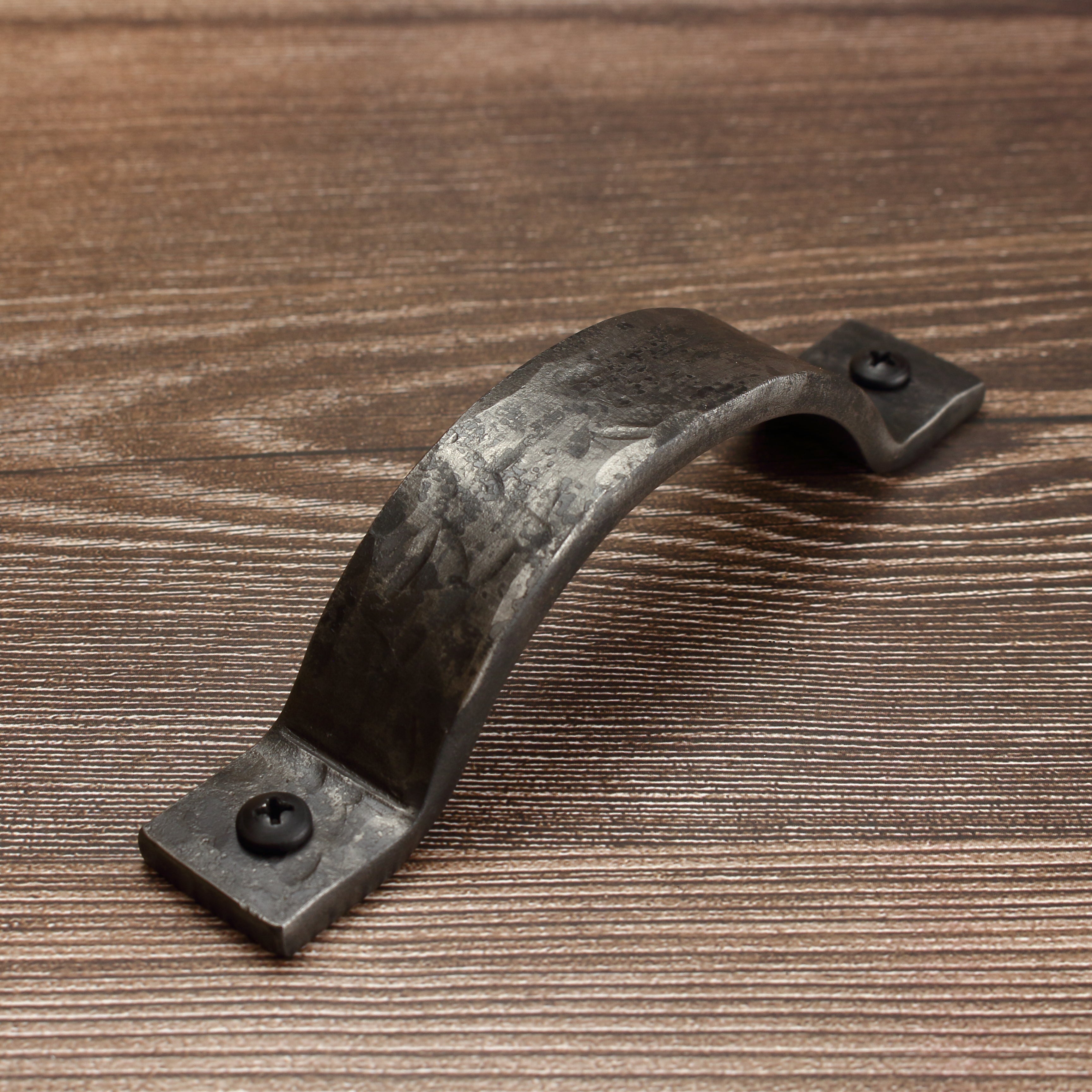 Hammered Curved Barn Door Style Cabinet Pull - 1" Wide - Brushed - Individual