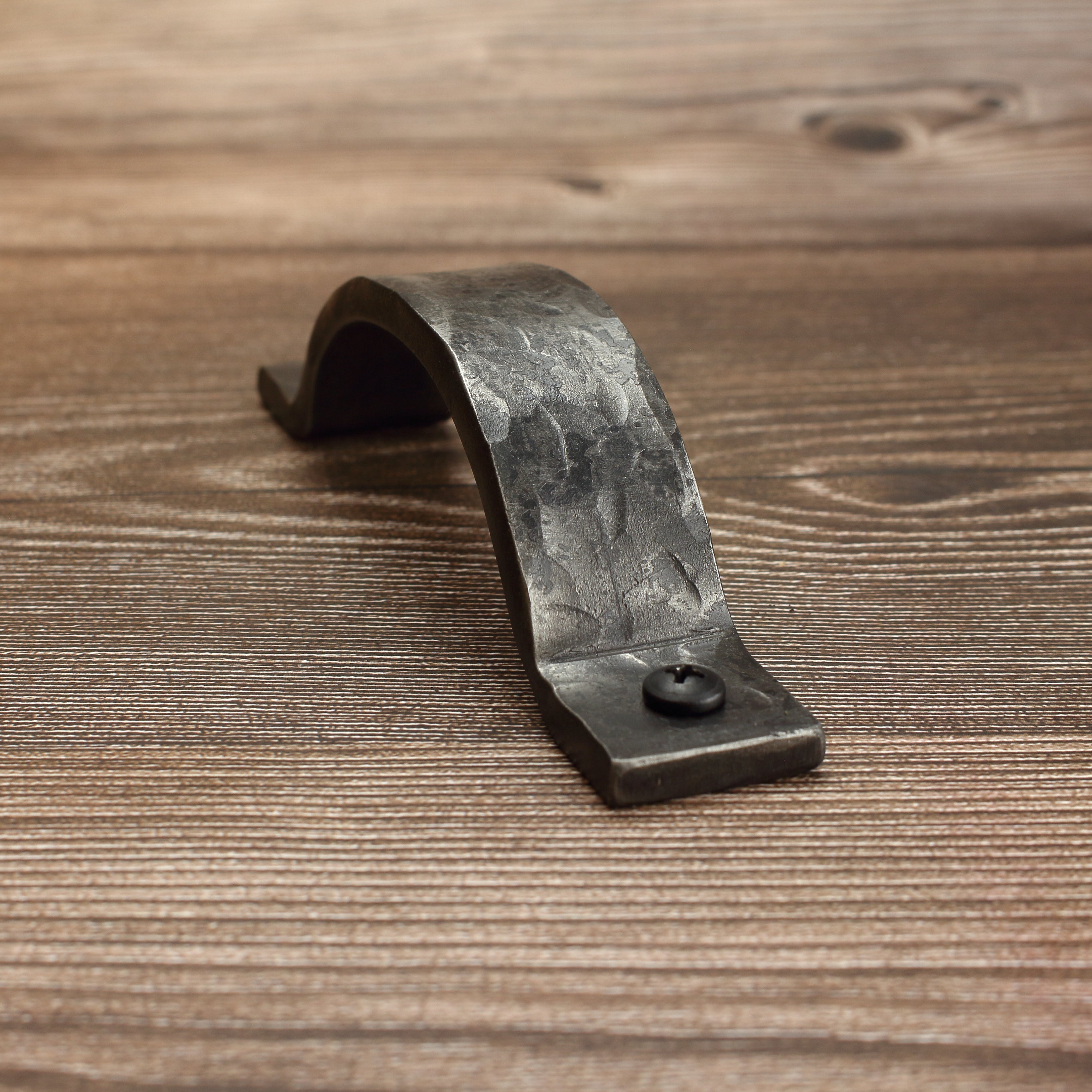 Hammered Curved Barn Door Style Cabinet Pull - 1" Wide - Brushed - Individual