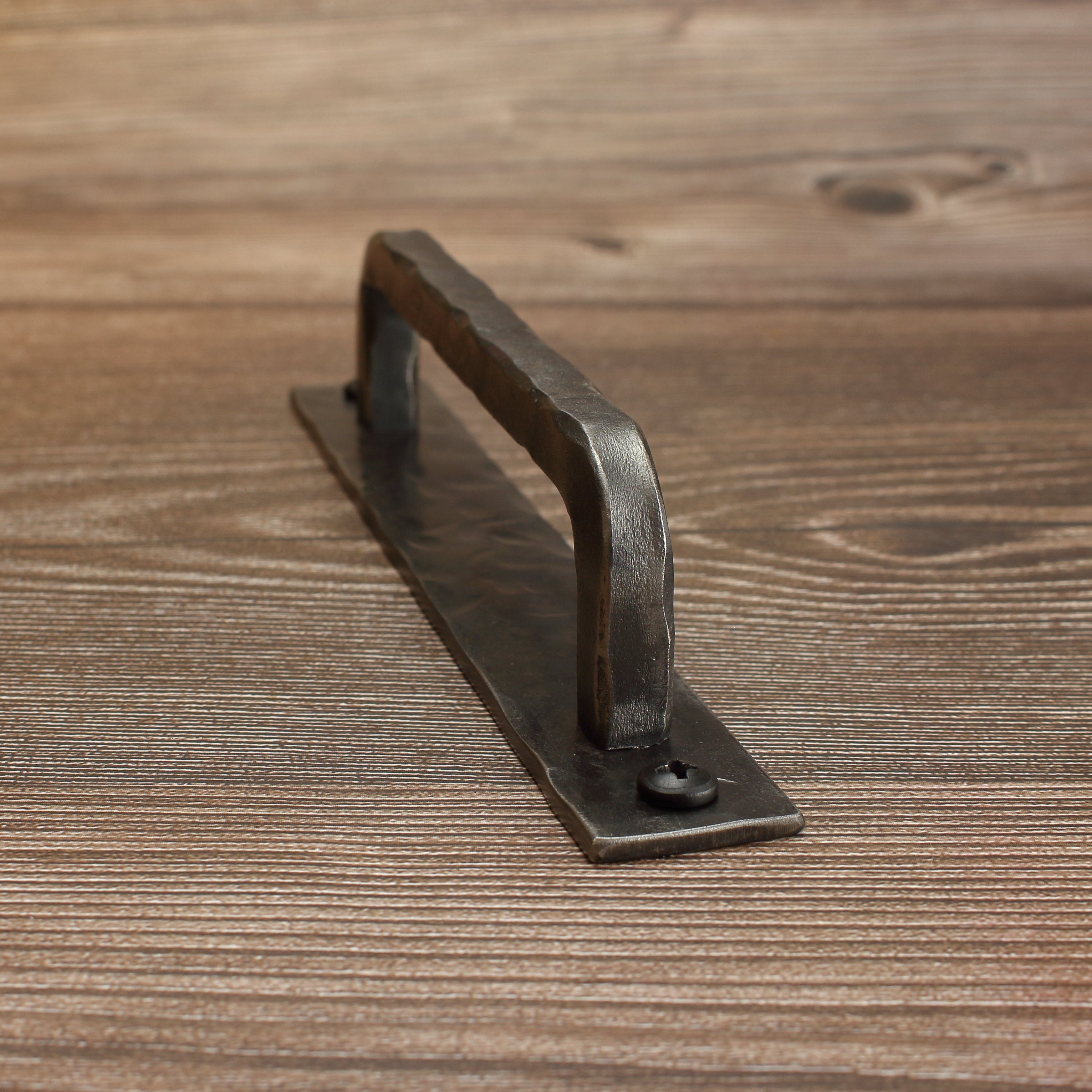 Hammered Backplate Cabinet Pull - Brushed - Individual