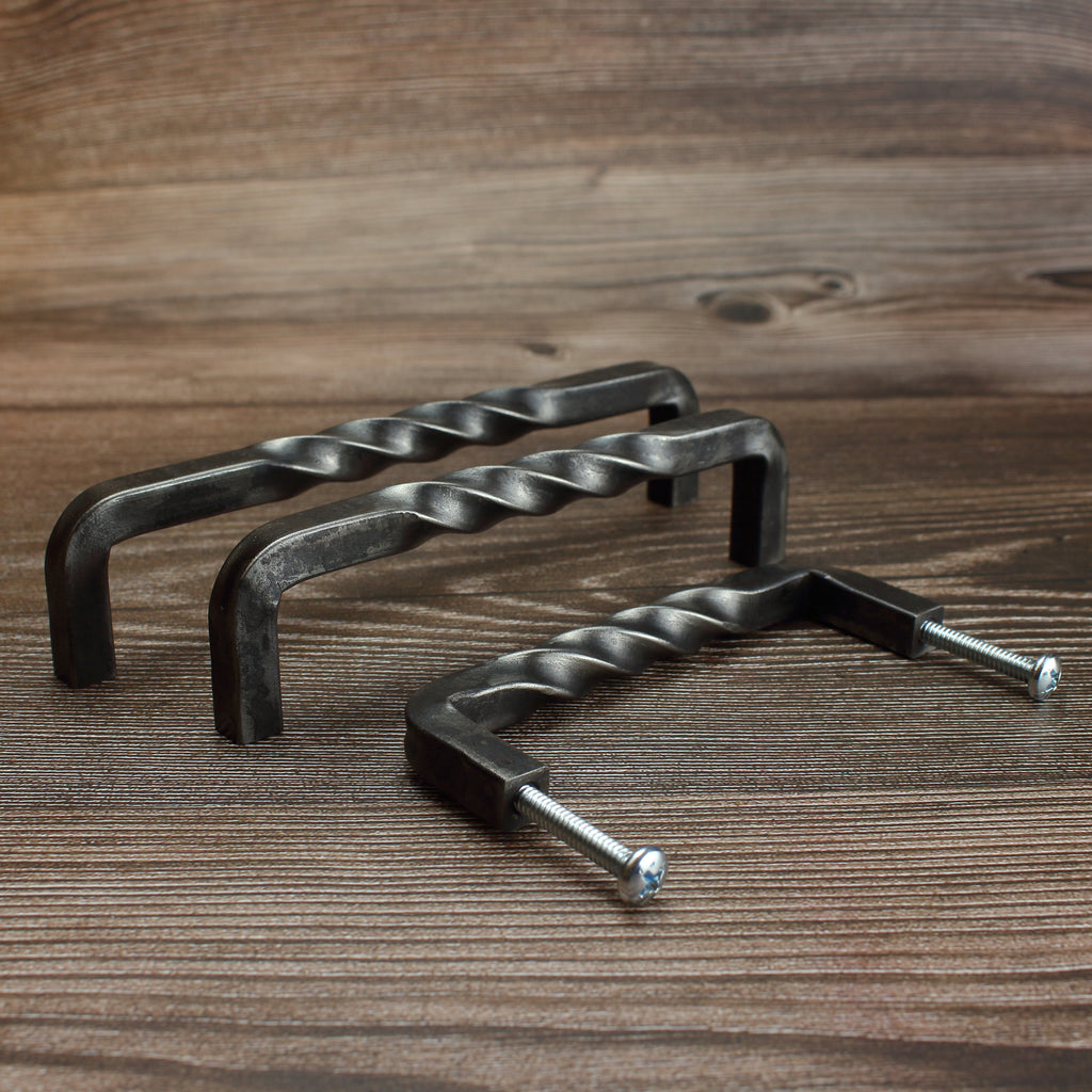 Twisted Square Threaded Cabinet Pull - Brushed - Individual