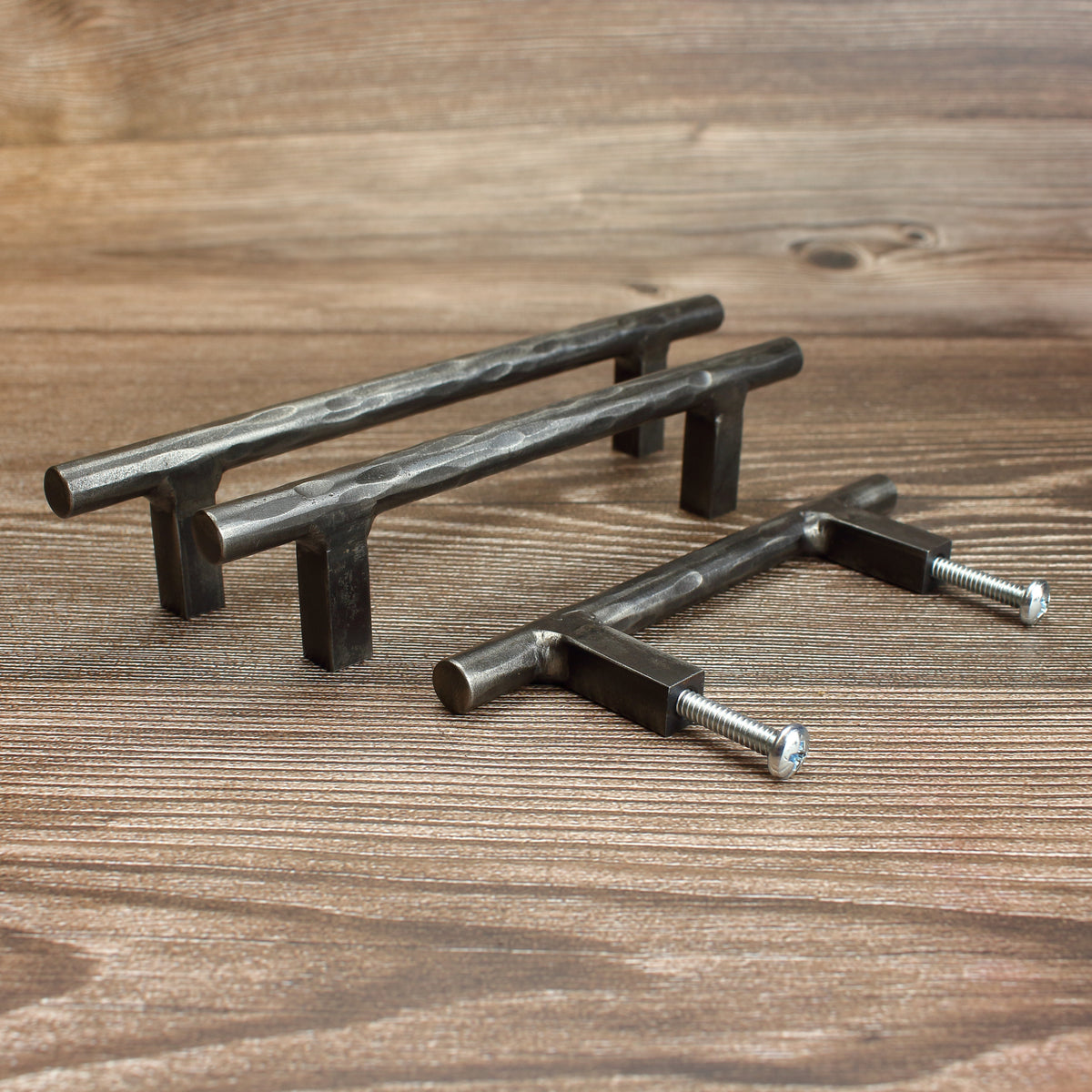 Hammered Round Stem Cabinet Pull - Brushed - Individual