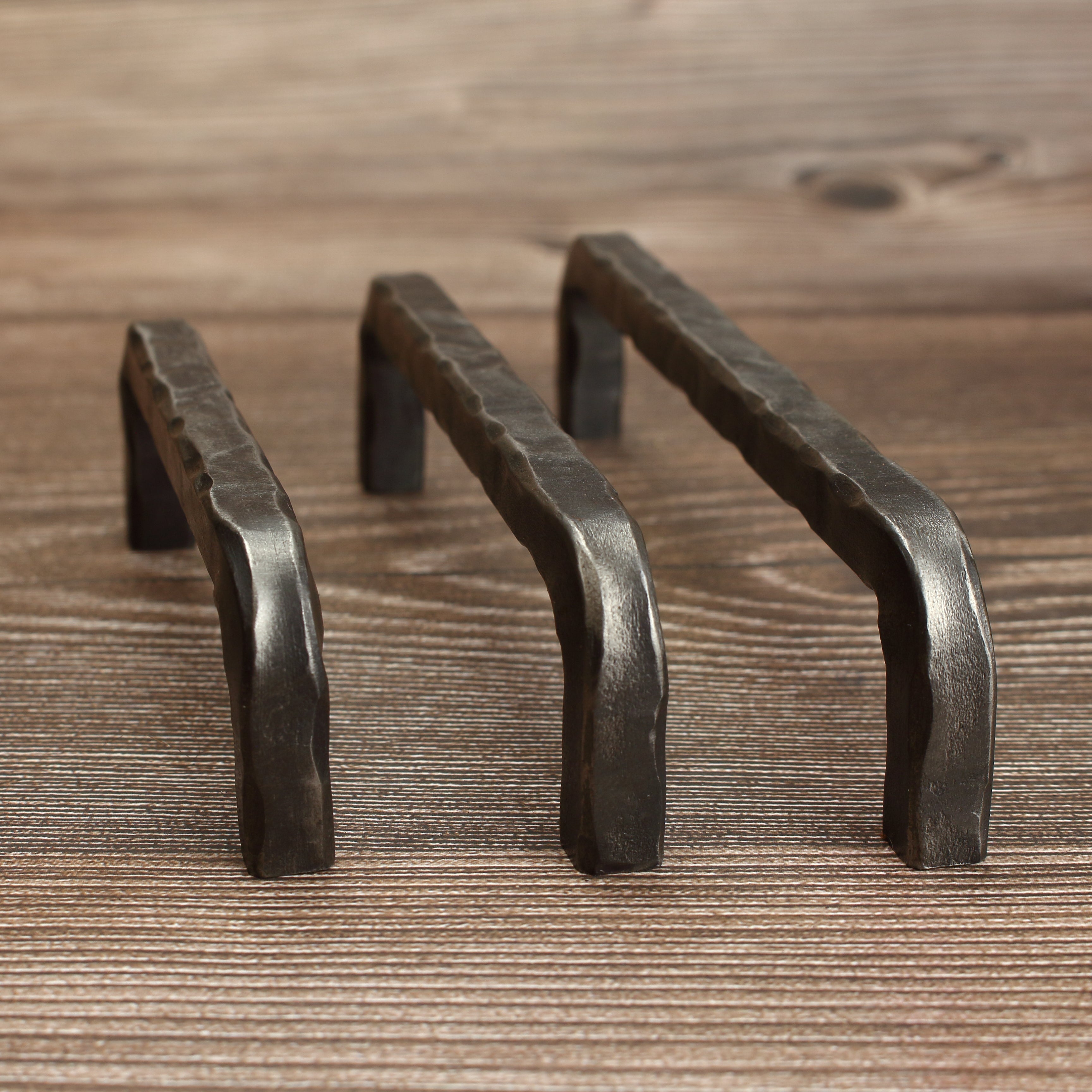 Hammered Square Threaded Cabinet Pull - Brushed - Individual