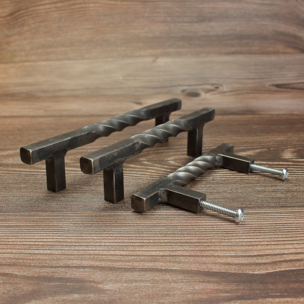 Twisted Square Stem Cabinet Pull - Brushed - Individual