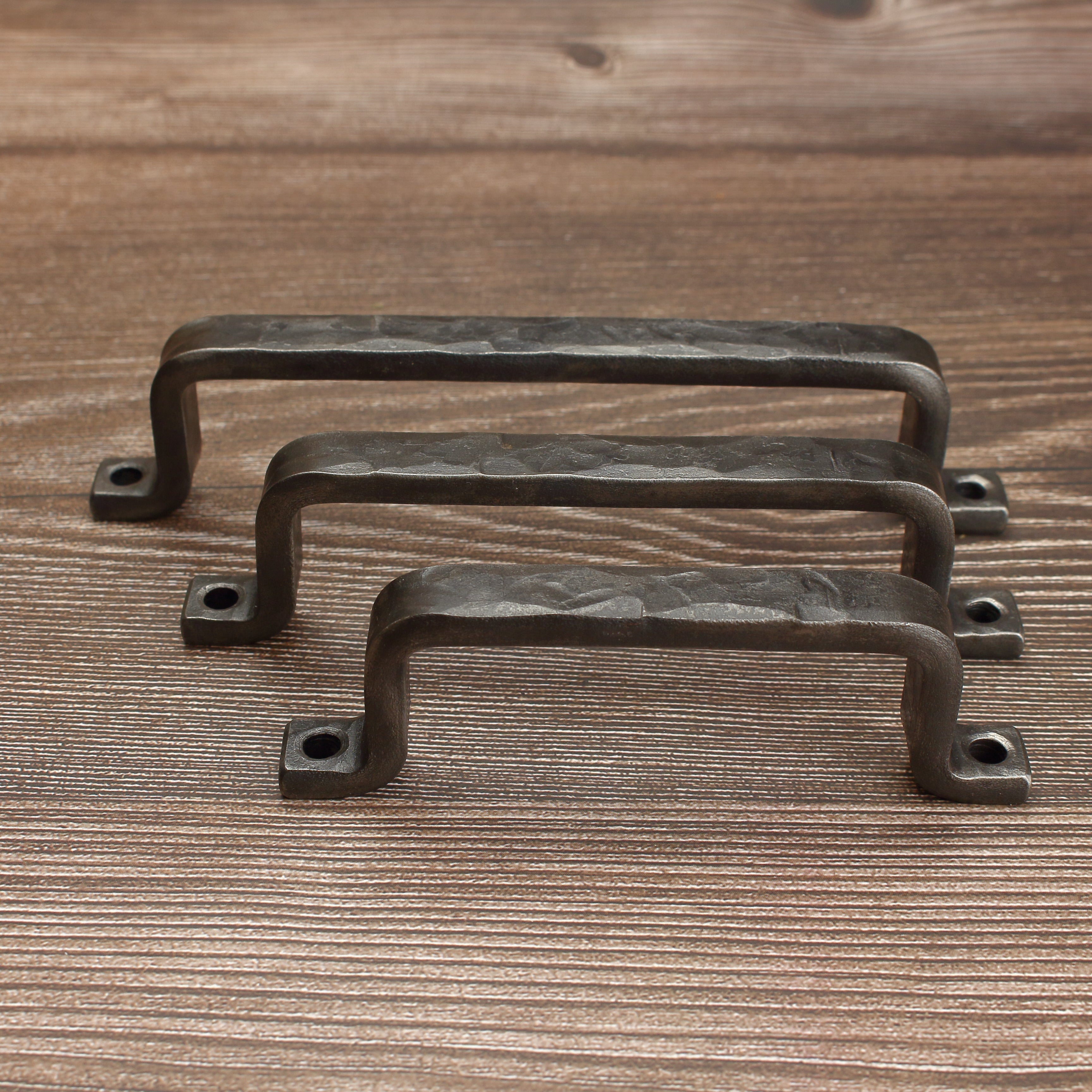 Hammered Barn Door Style Cabinet Pull - 1/2" Wide - Brushed - Individual