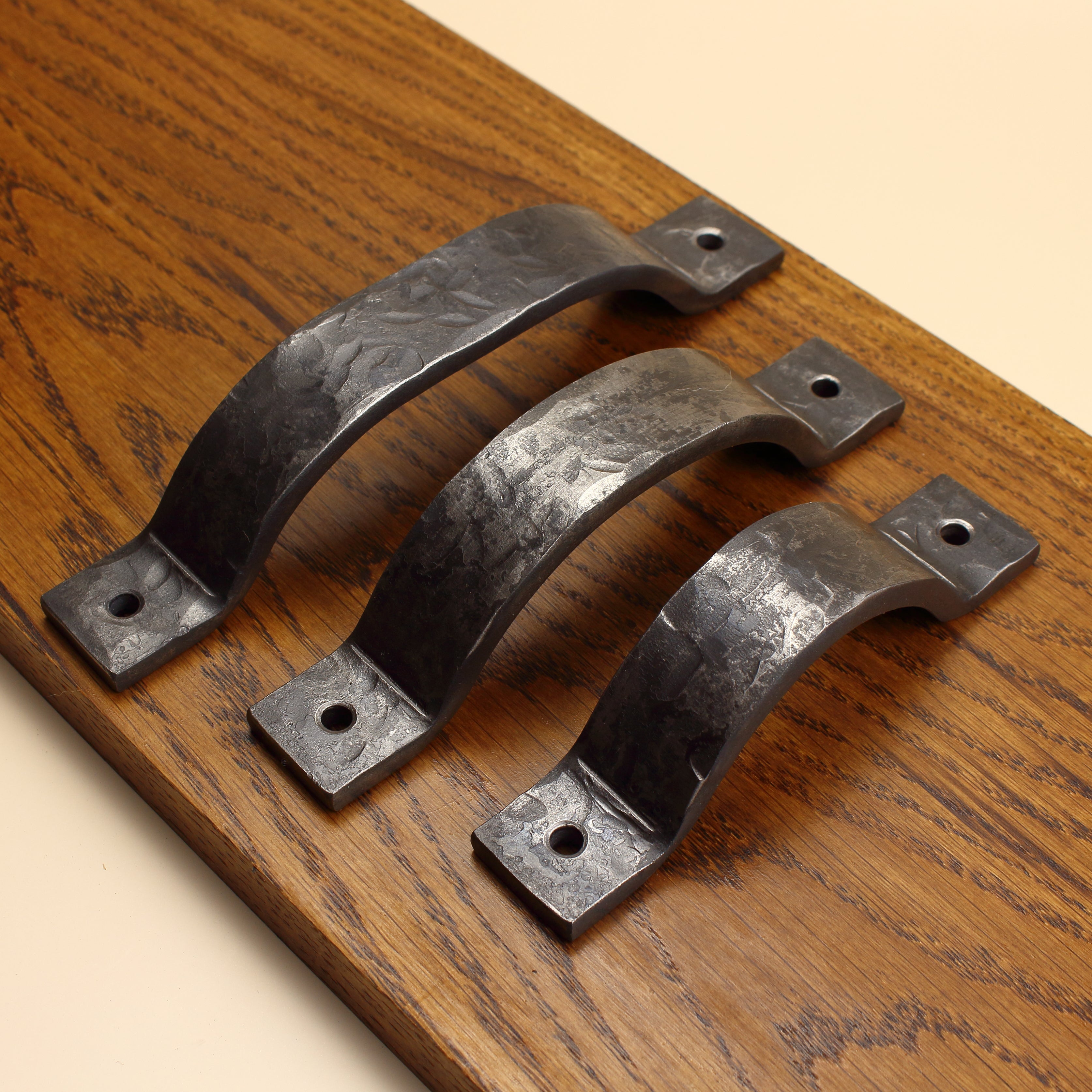 Hammered Curved Barn Door Style Cabinet Pull - 1" Wide - Brushed - Individual