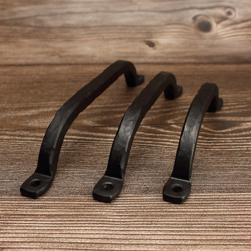 Hammered Square Arch Cabinet Pull - Blackened - Individual