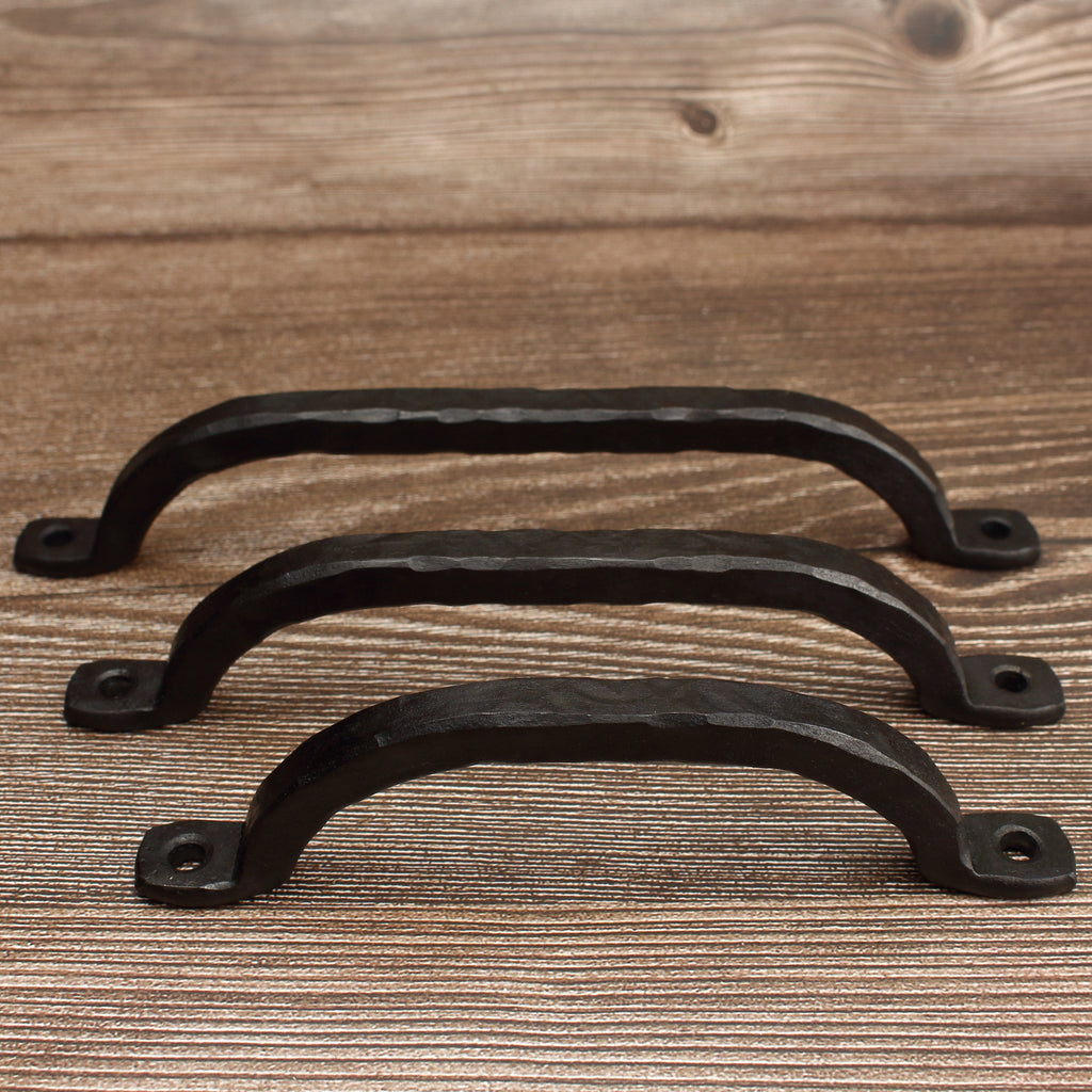 Hammered Square Arch Cabinet Pull - Blackened - Individual