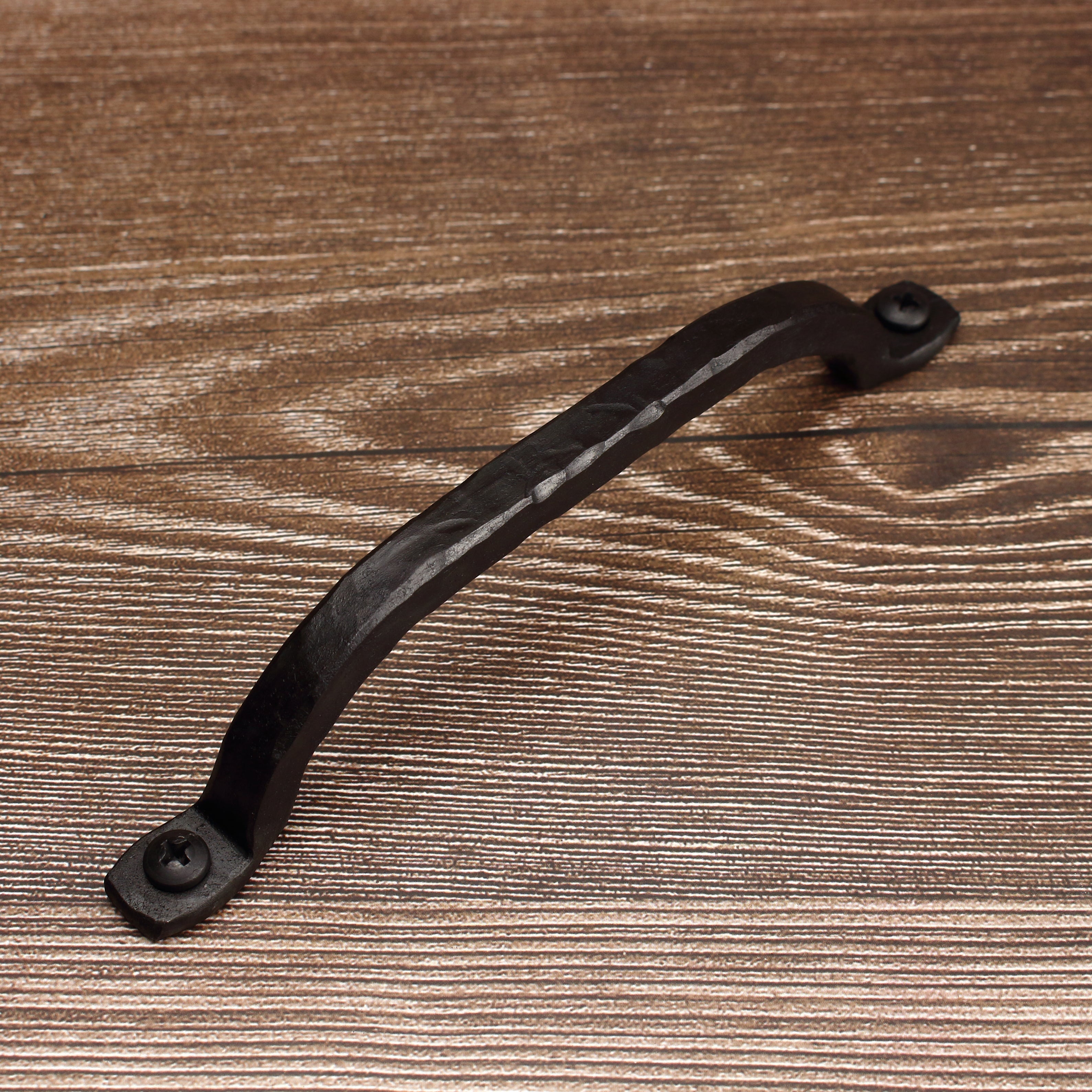 Hammered Square Arch Cabinet Pull - Blackened - Individual