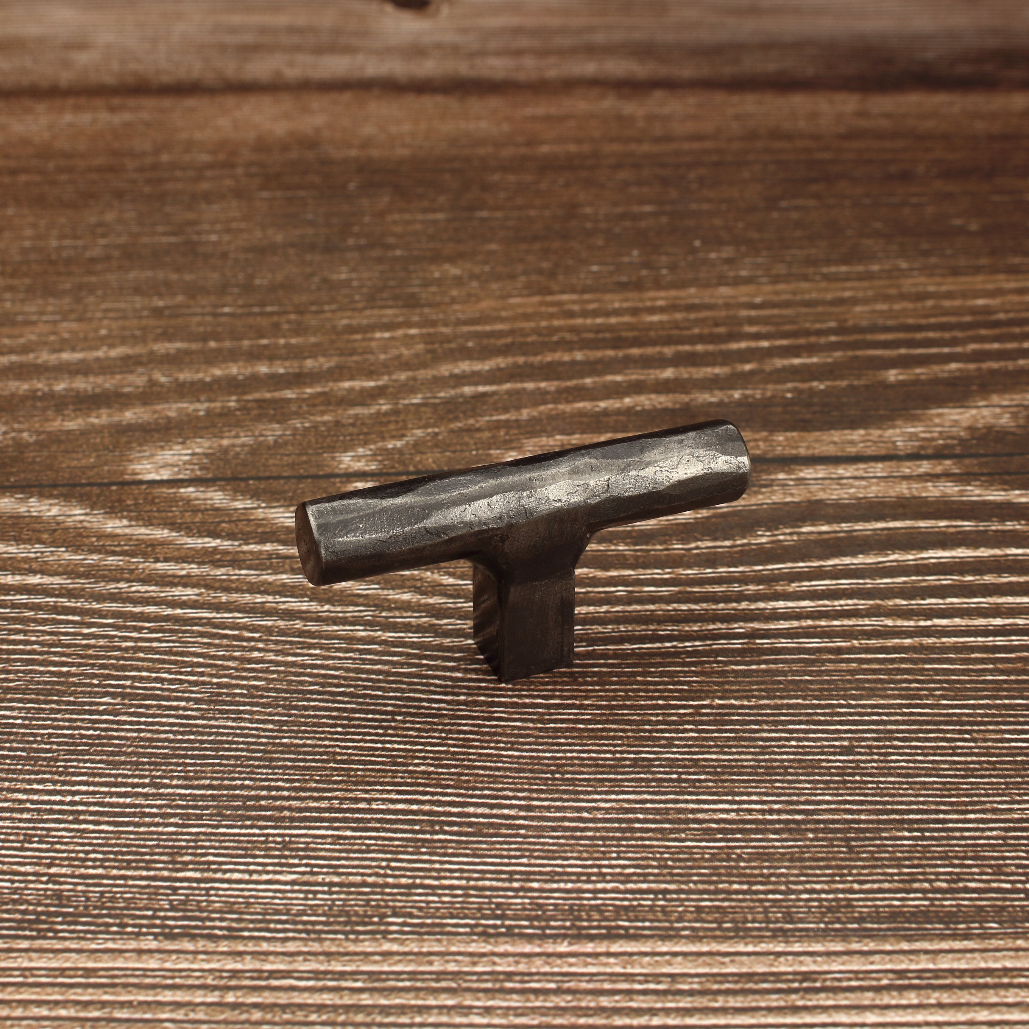 Hammered Round Tee Knob - Brushed - Individual