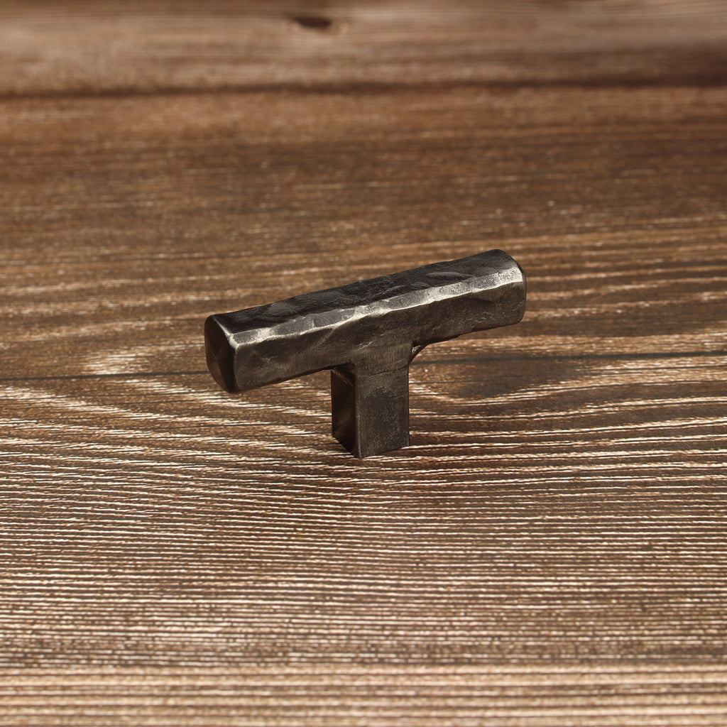 Hammered Square Tee Knob - Brushed - Individual