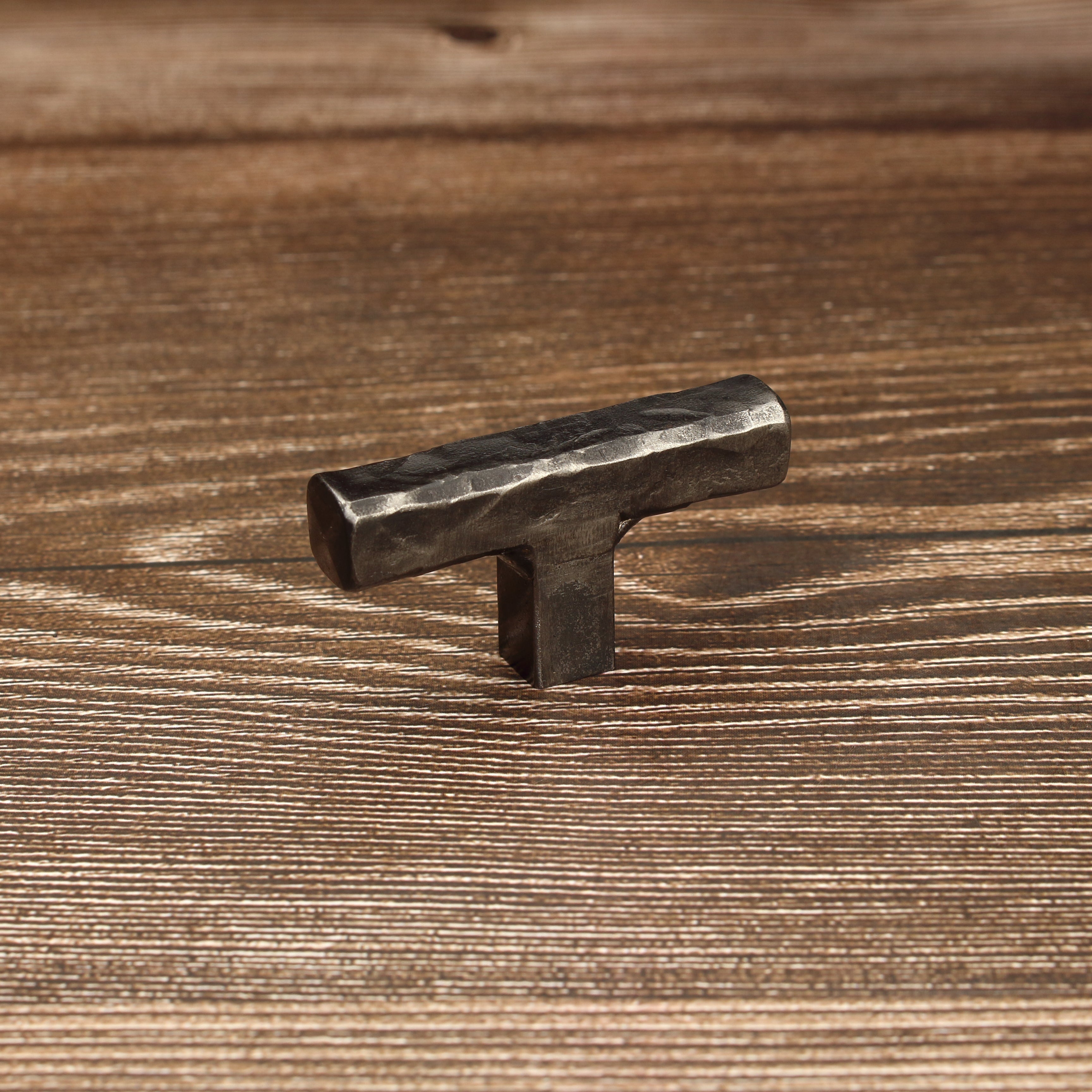 Hammered Square Tee Knob - Brushed - Individual