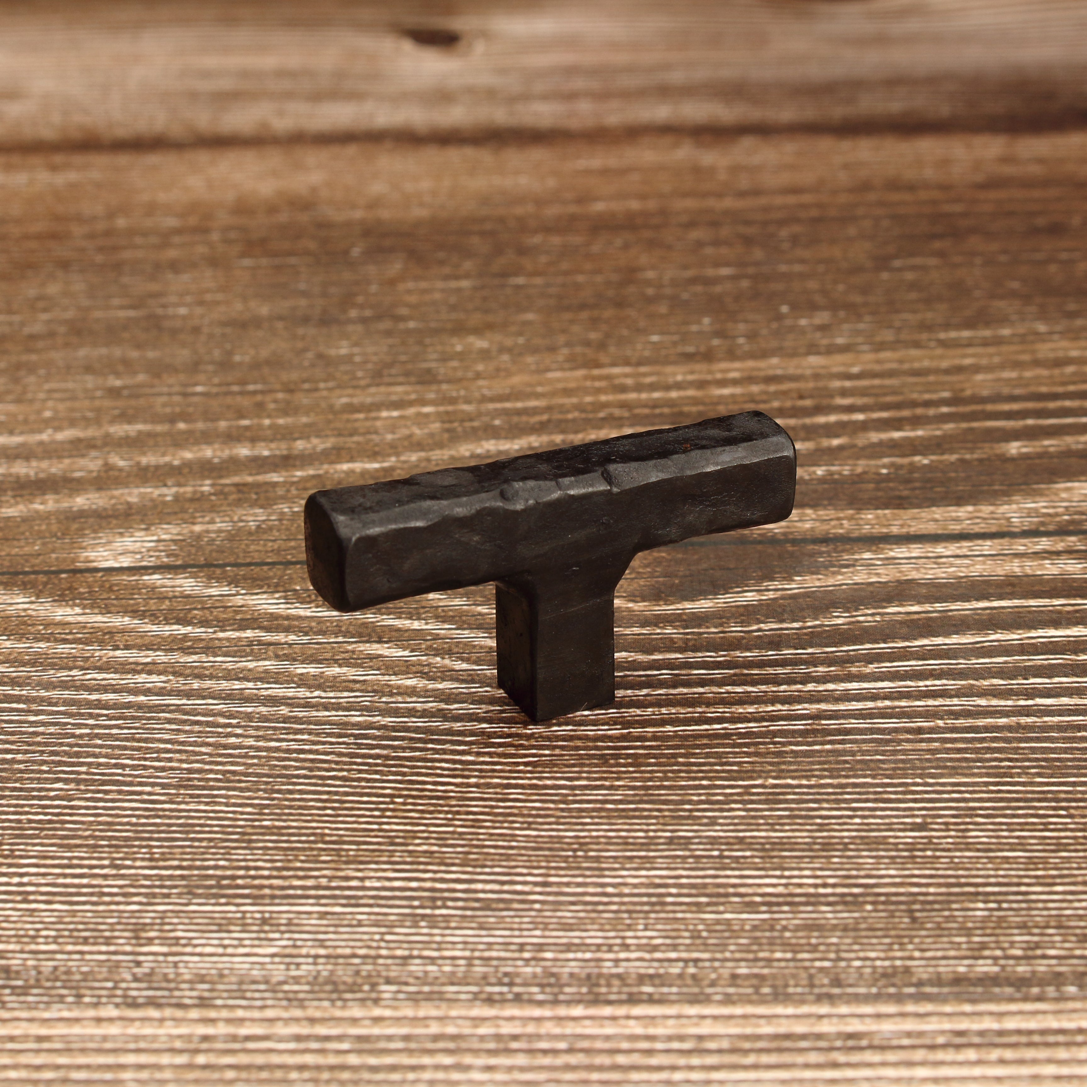 Hammered Square Tee Knob - Blackened - Individual