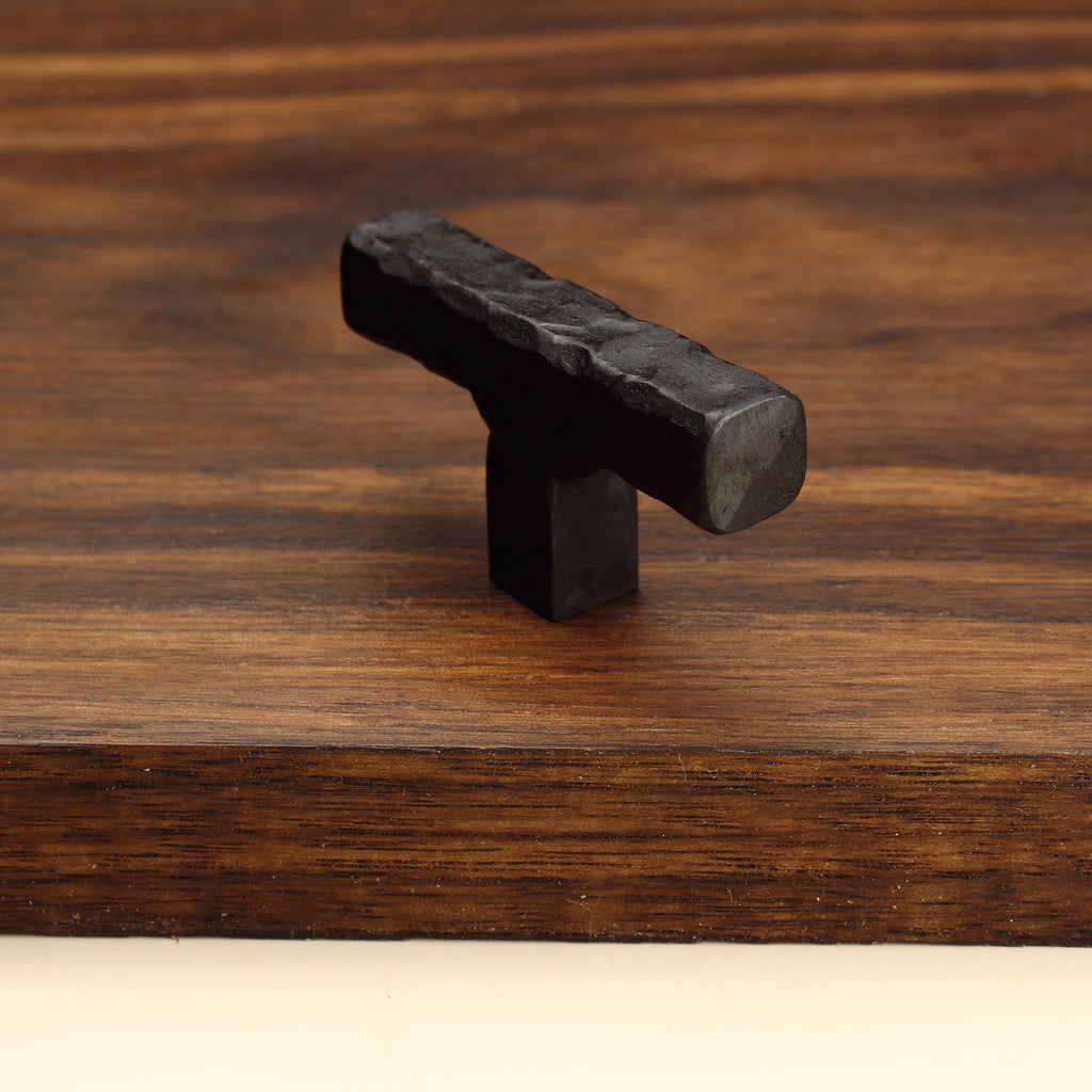 Hammered Square Tee Knob - Blackened - Individual