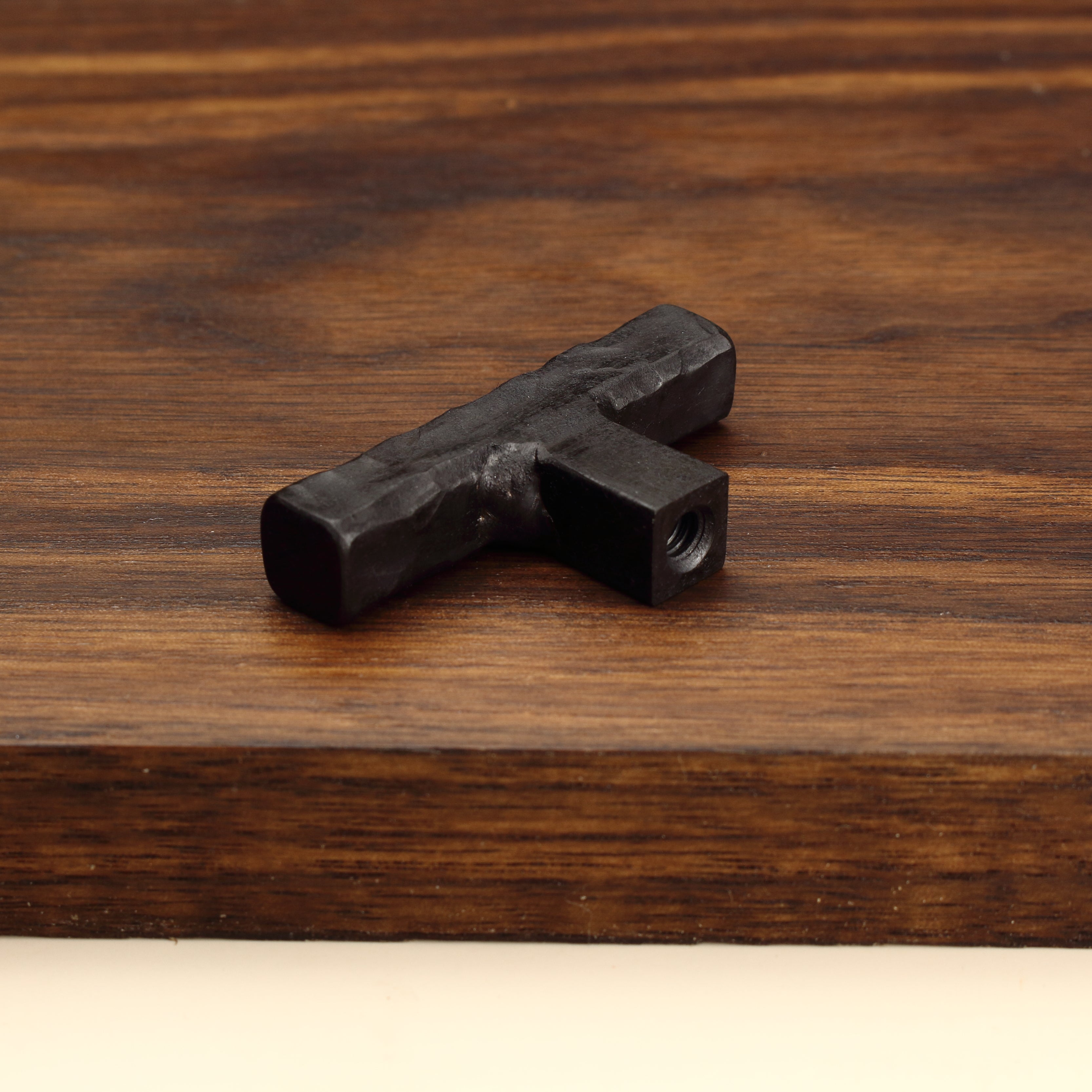 Hammered Square Tee Knob - Blackened - Individual