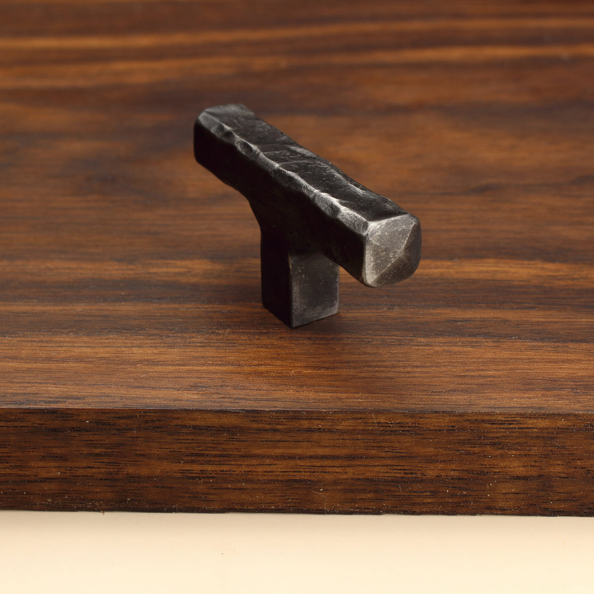 Hammered Square Tee Knob - Brushed - Individual