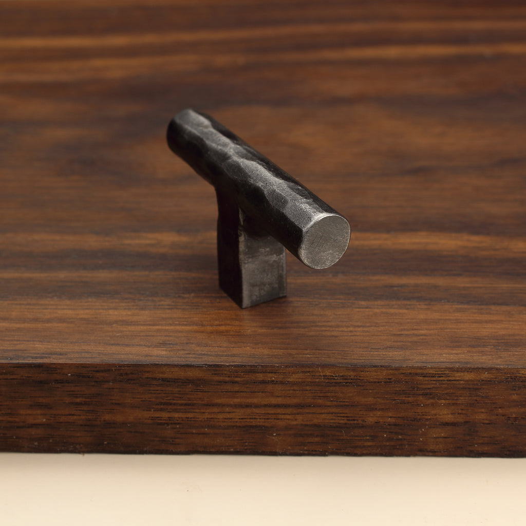 Hammered Round Tee Knob - Brushed - Individual
