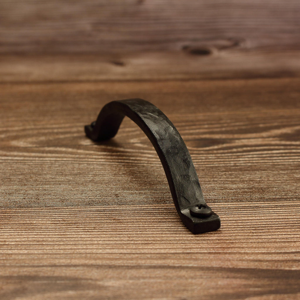 Hammered Curved Barn Door Style Cabinet Pull - 1/2" Wide - Blackened - Individual