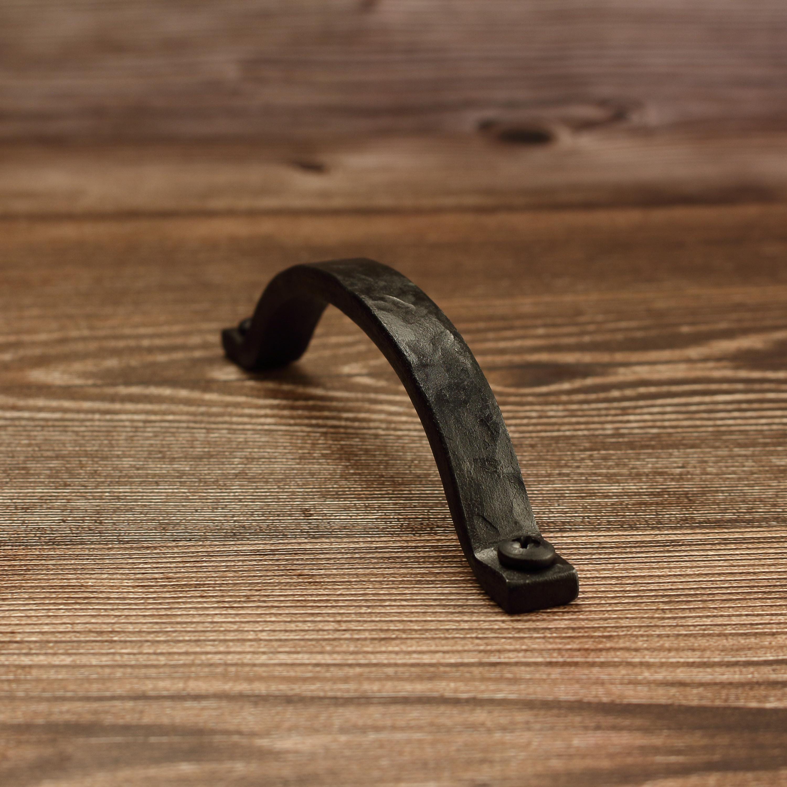 Hammered Curved Barn Door Style Cabinet Pull - 1/2" Wide - Blackened - Individual