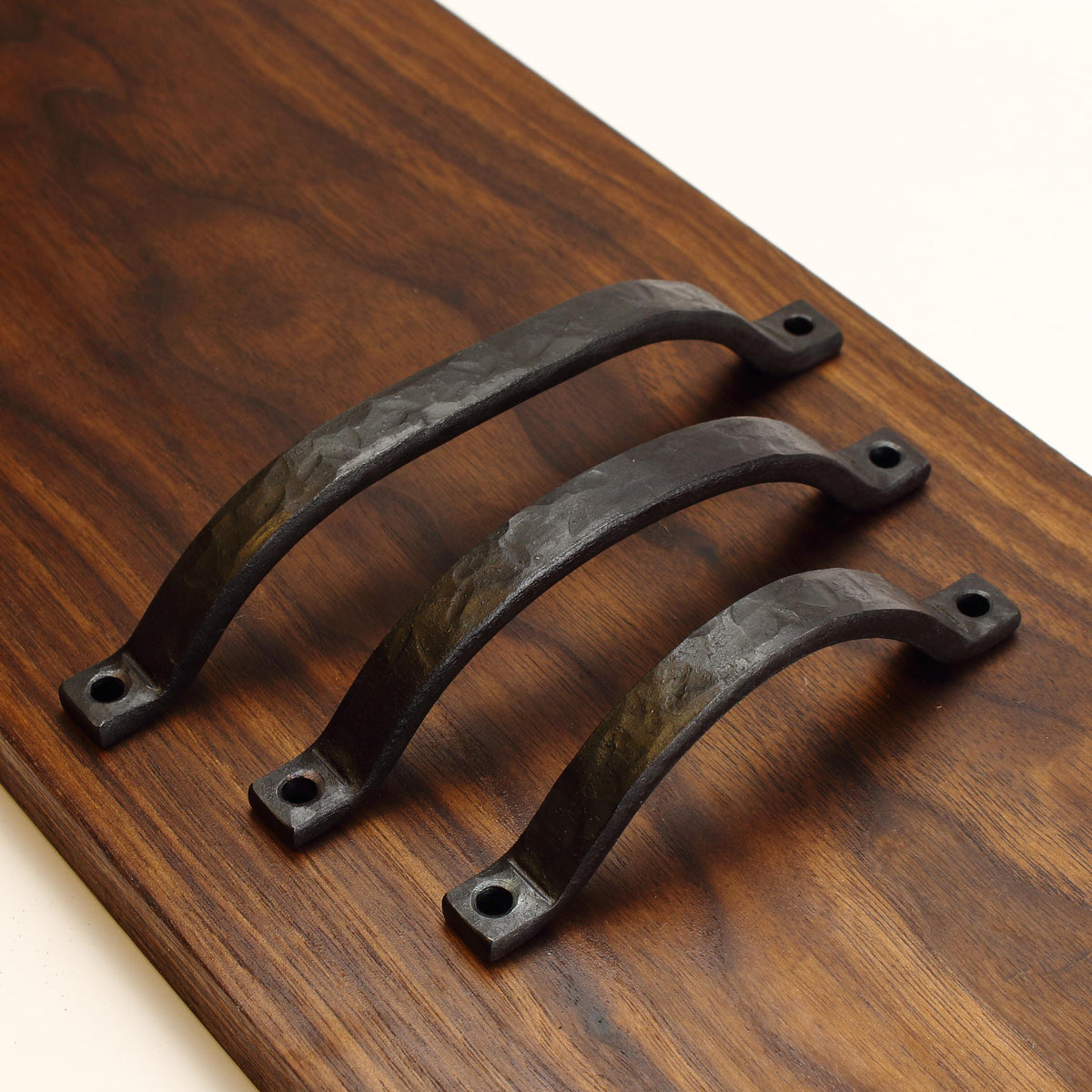 Hammered Curved Barn Door Style Cabinet Pull - 1/2" Wide - Blackened - Individual