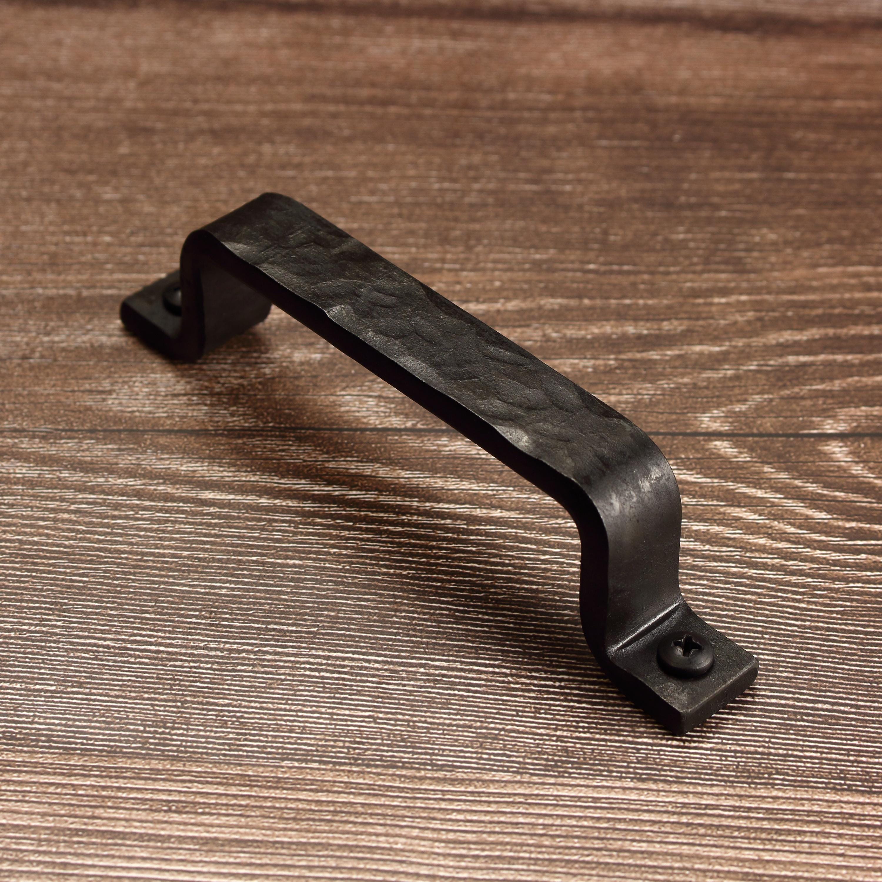 Hammered Barn Door Style Cabinet Pull - 3/4" Wide - Blackened - Individual