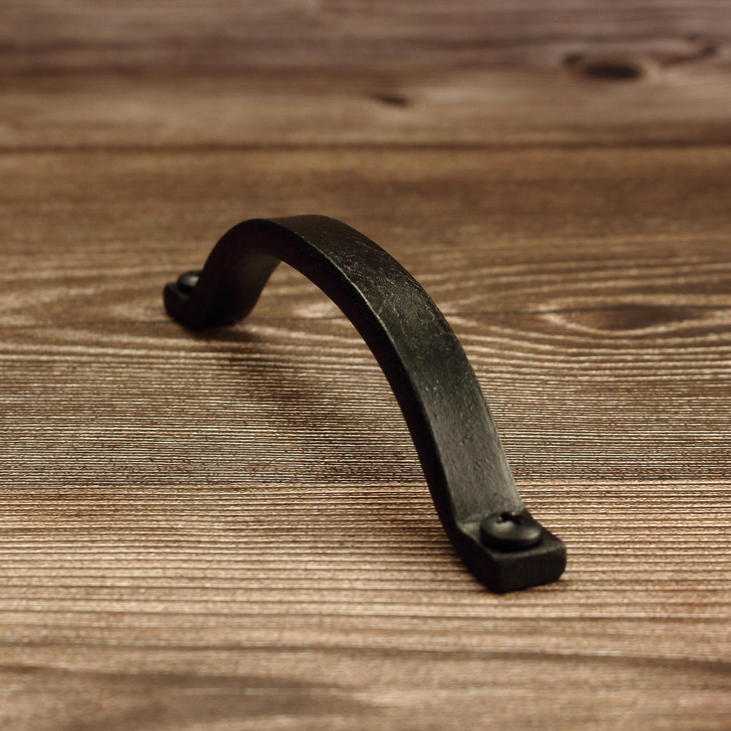 Curved Barn Door Style Cabinet Pull - 1/2" Wide - Blackened - Individual