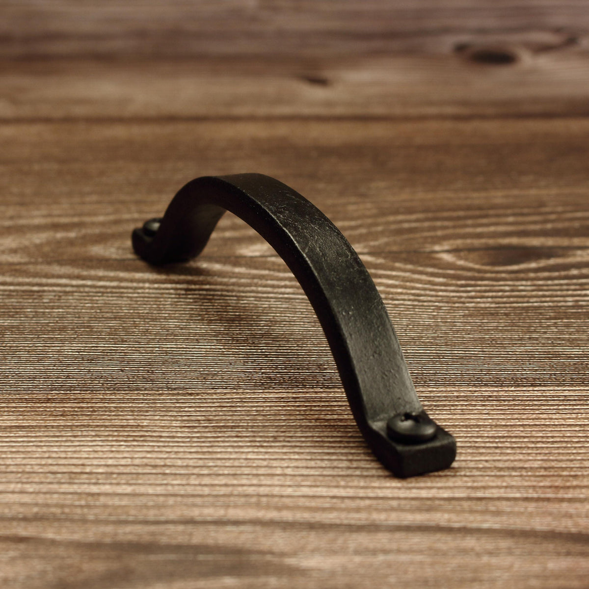 Curved Barn Door Style Cabinet Pull - 1/2" Wide - Blackened - Individual