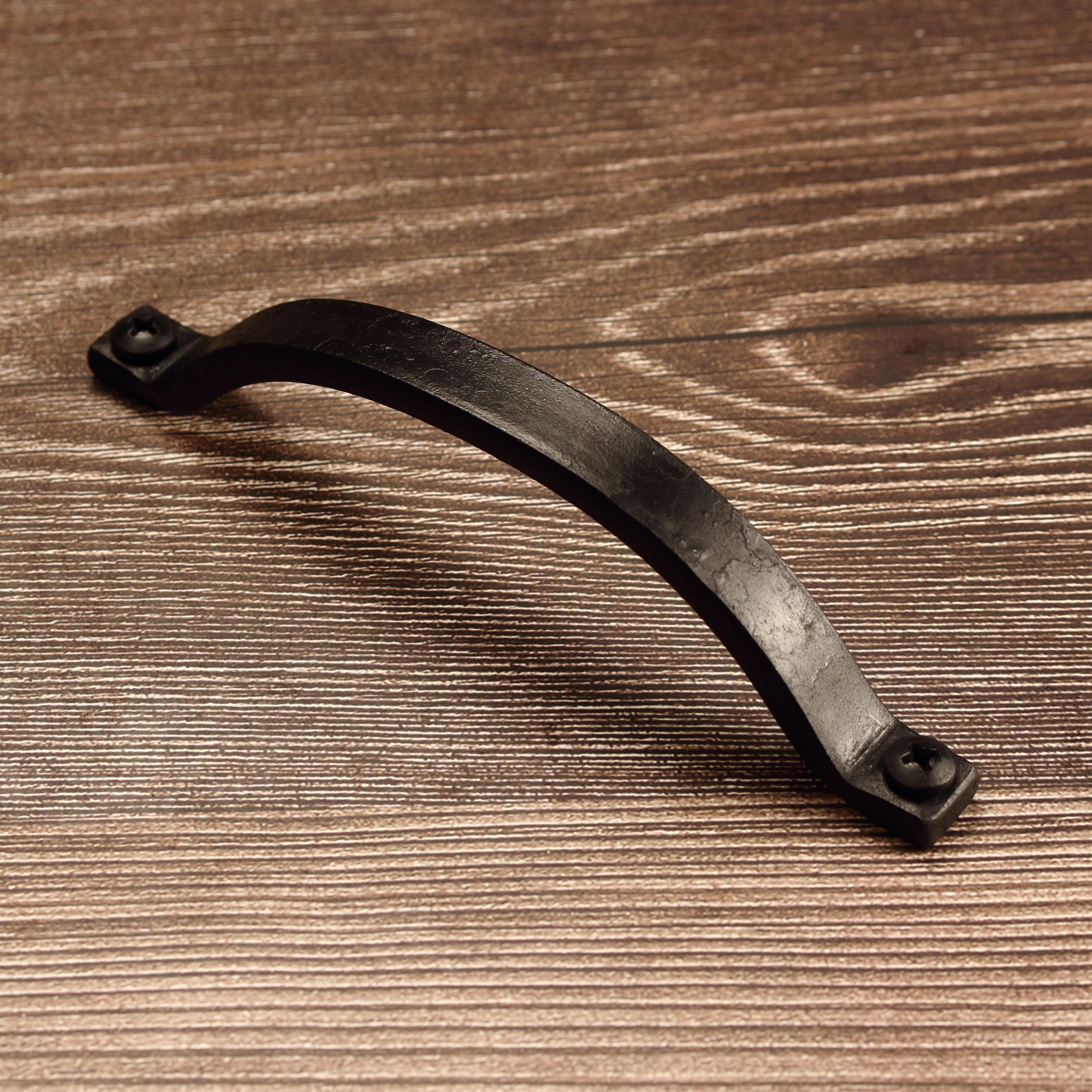 Curved Barn Door Style Cabinet Pull - 1/2" Wide - Blackened - Individual