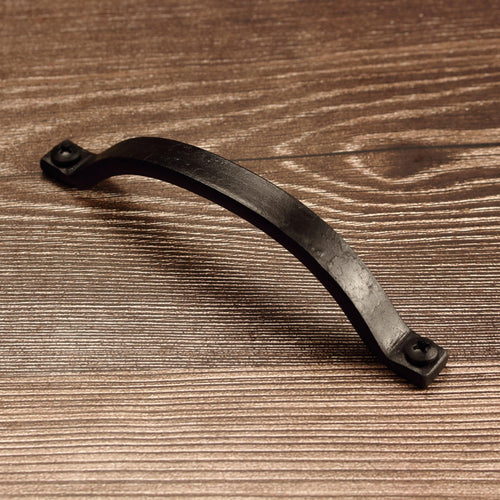 Curved Barn Door Style Cabinet Pull - 1/2" Wide - Blackened - Individual