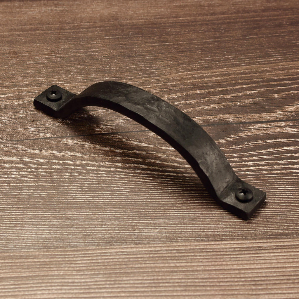 Hammered Curved Barn Door Style Cabinet Pull - 3/4" Wide - Blackened - Individual